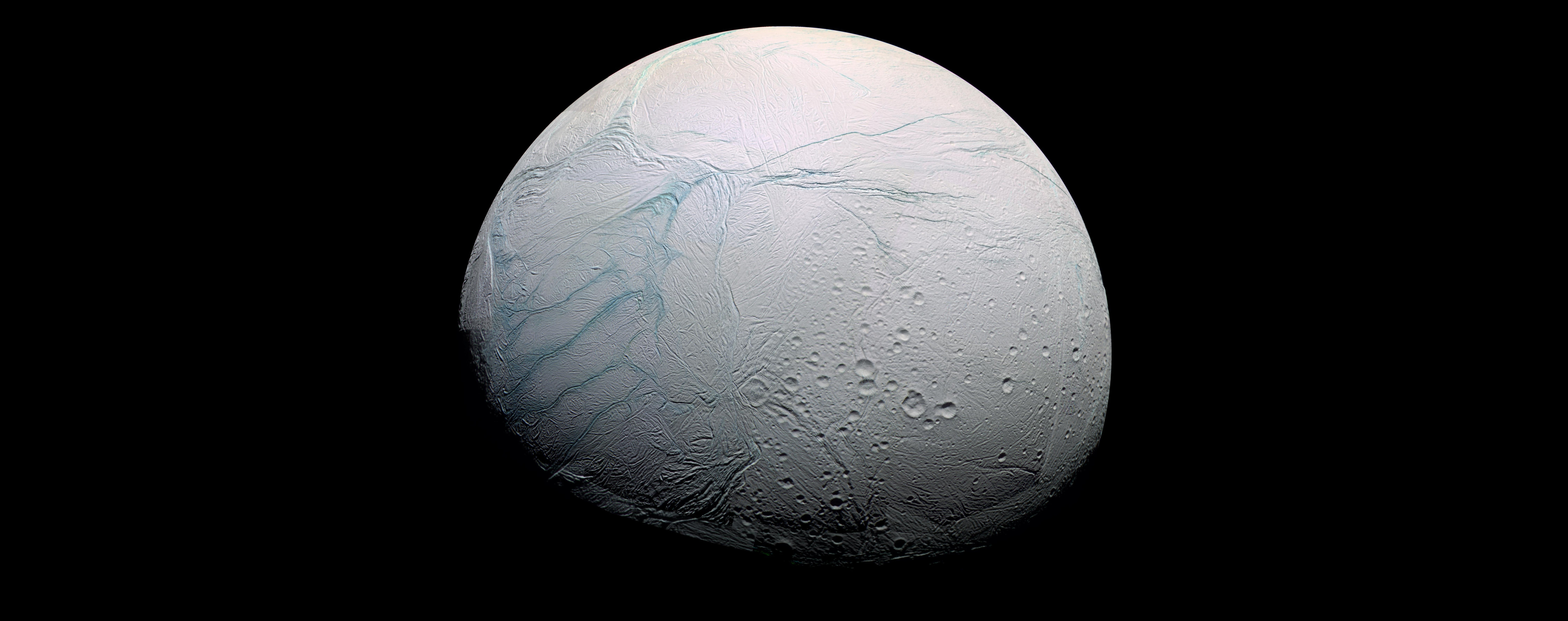 Enceladus, moon, Space, black background, studio shot, no people