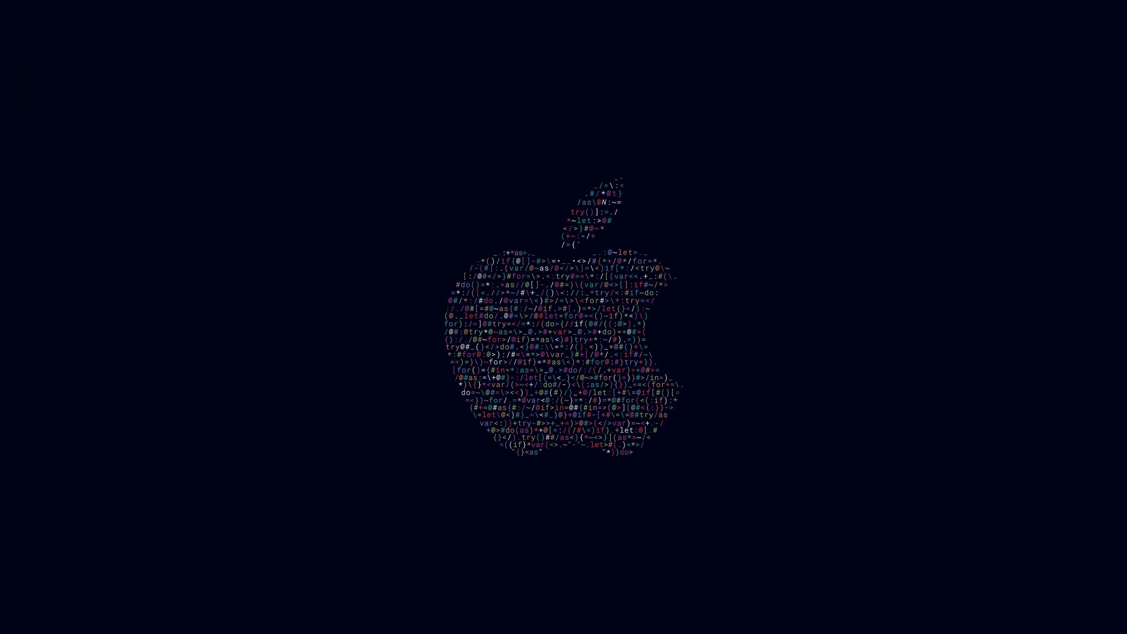 Dark background, Black, Code, Minimal, Apple logo, 4K