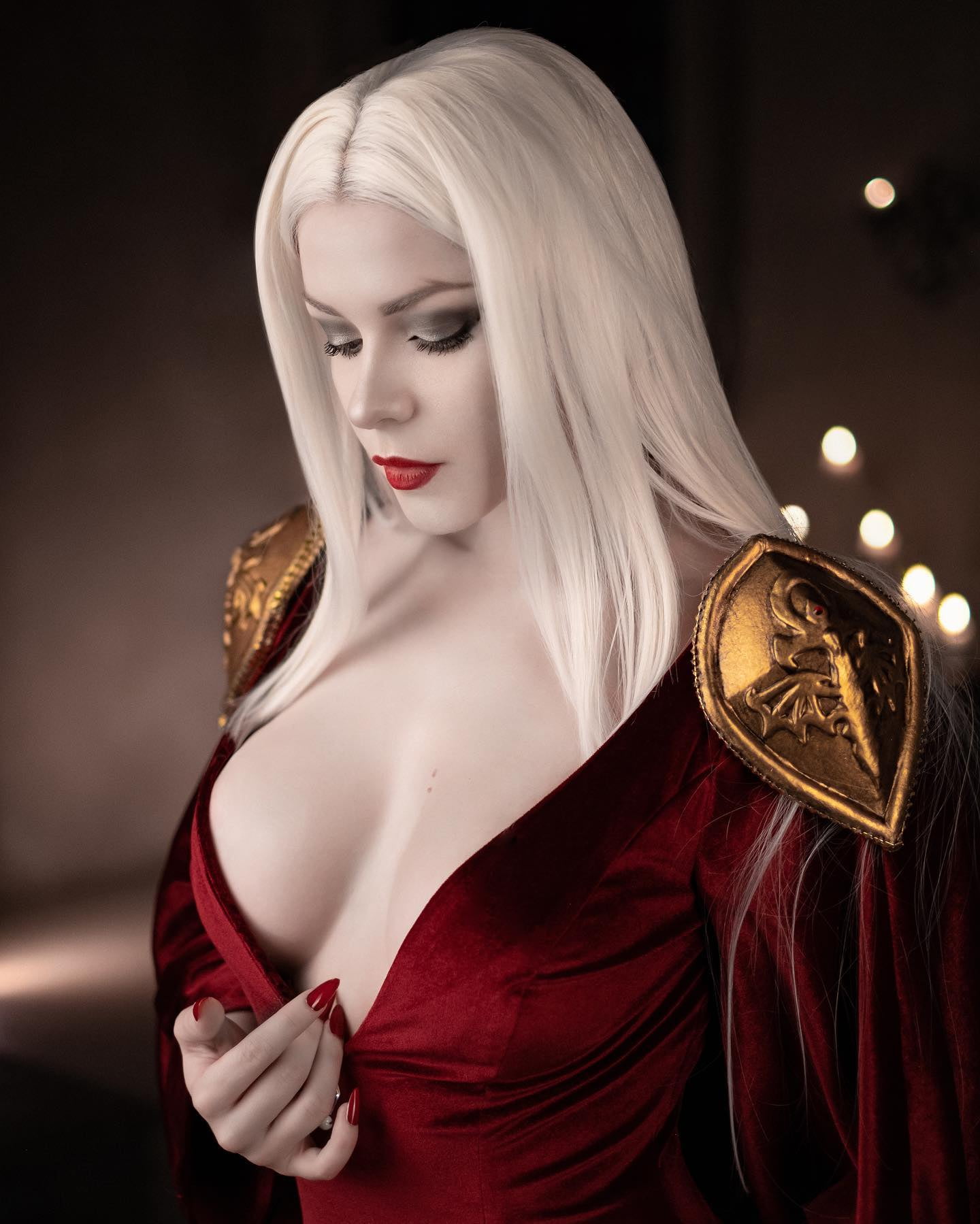 women, cosplay, Carmilla, Castlevania (anime), red nails, cleavage