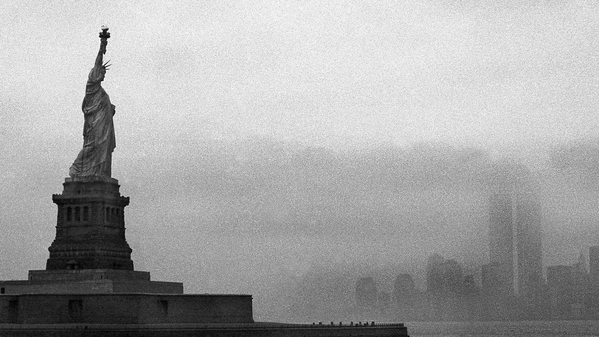landscapes cityscapes fog mist new york city statue of liberty manhattan statues monumental twin tow Architecture Monuments HD Art