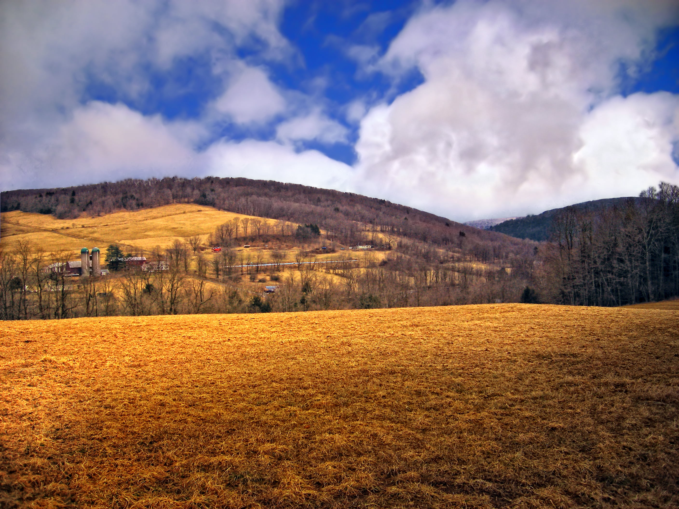brown grass field under white and blue sky, Hillside, Pennsylvania