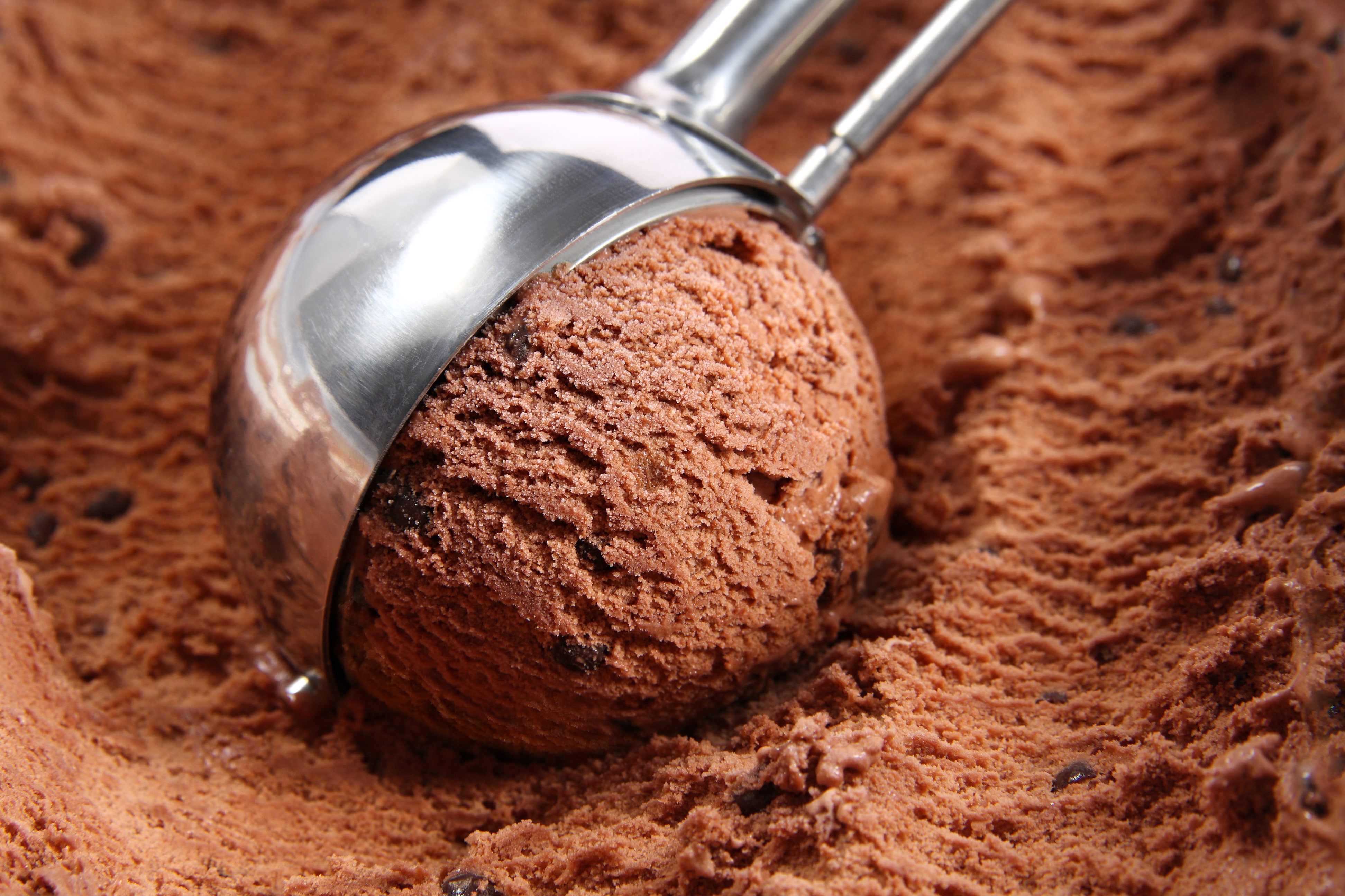 chocolate ice cream, ball, sweets, dessert, food and drink, brown