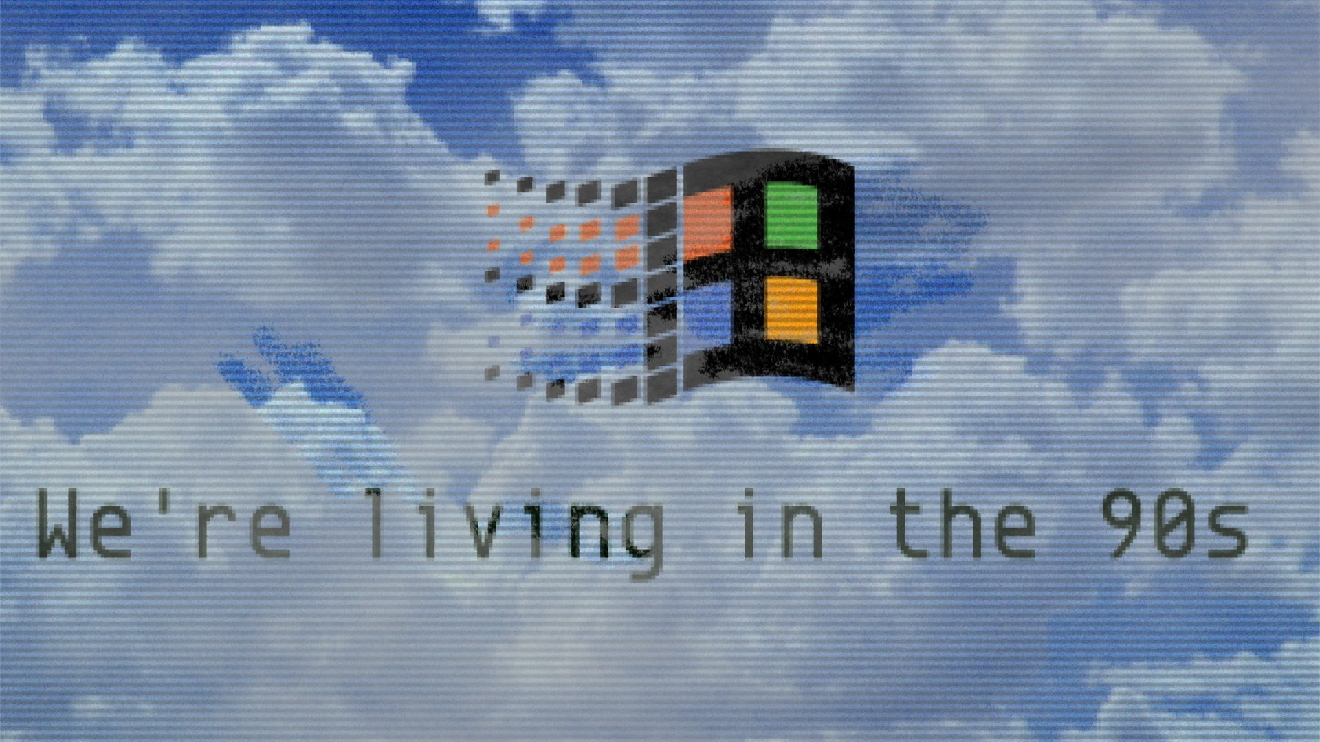 vaporwave, 1990s, Microsoft, Windows 95, Windows 98, clouds