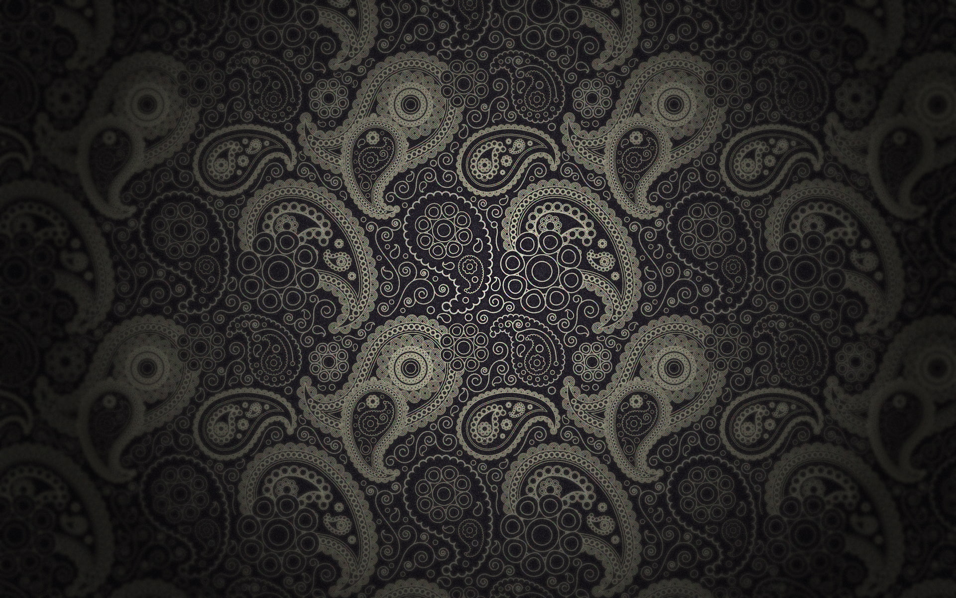 gray and black paisley illustration, pattern, dark, gradient