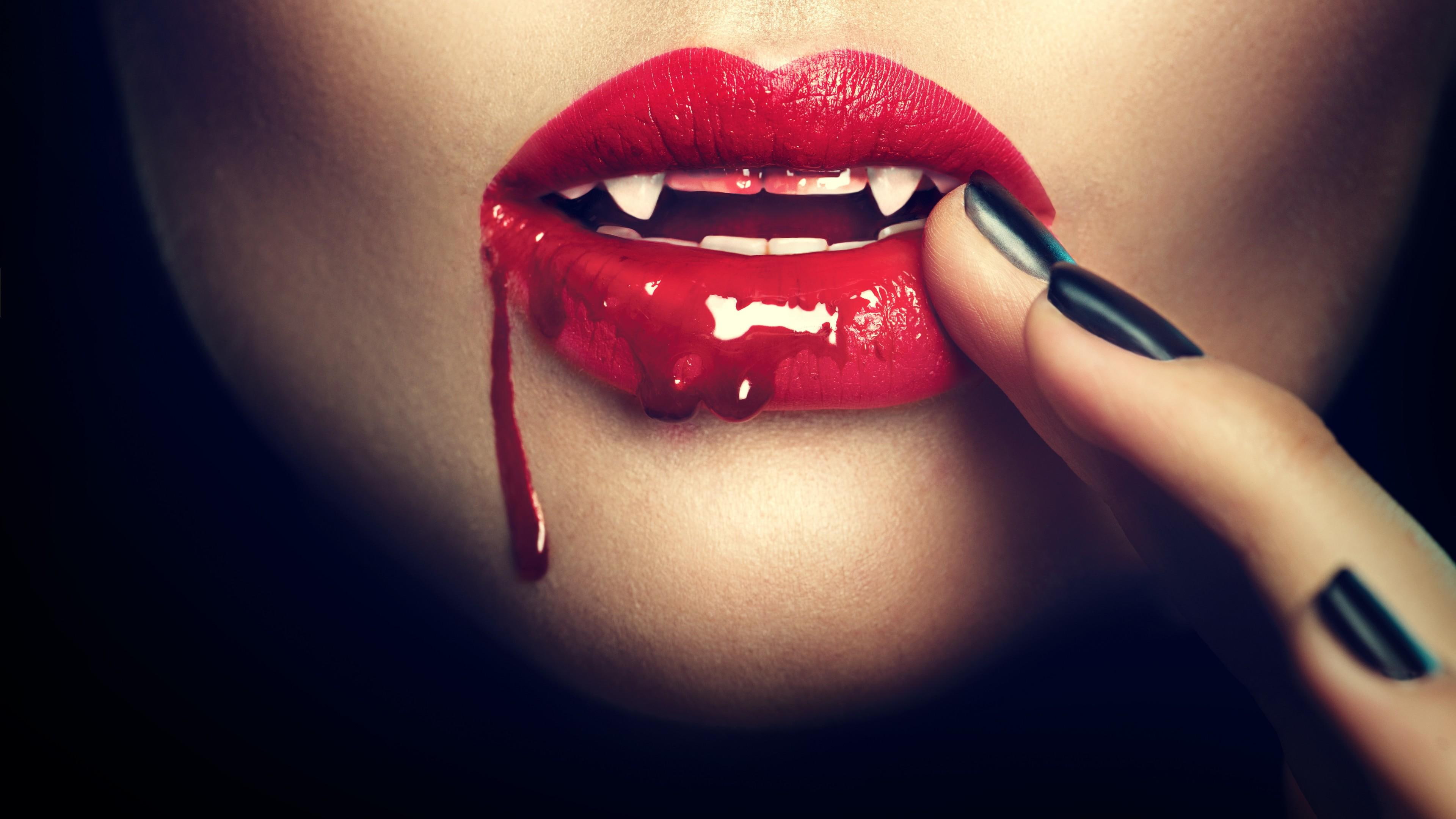 lip, nail, vampire, mouth, finger, hand, woman, bloody, sexy