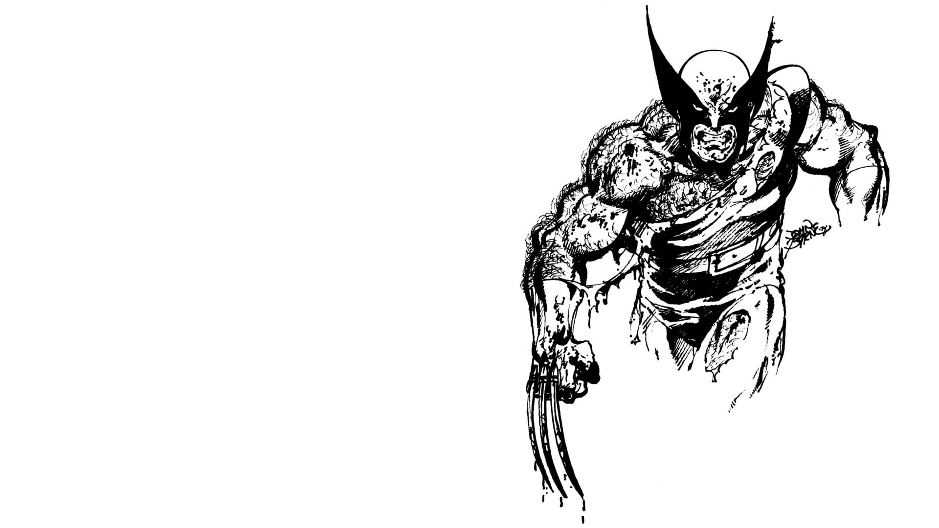 X-Men Wolverine White BW HD, cartoon/comic