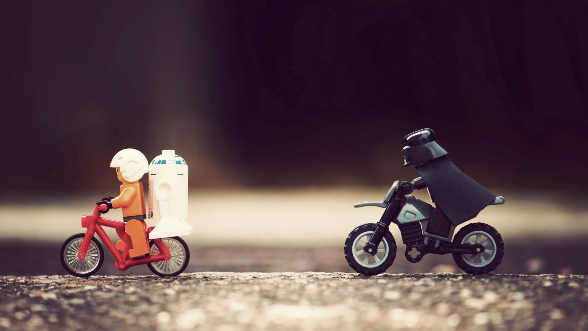 red and black bicycle and motorcycle toys, Star Wars, LEGO, Darth Vader