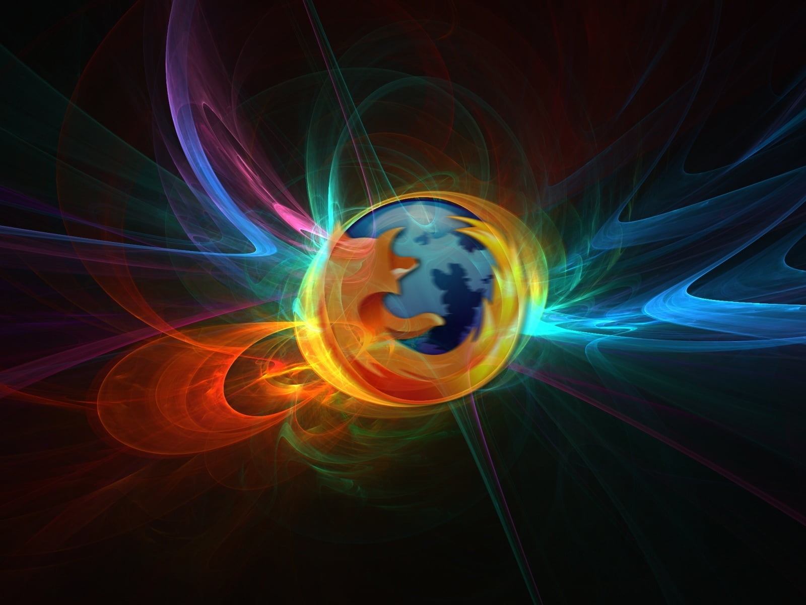 Abstract Firefox, Mozilla Firefox logo, Computers, motion, illuminated
