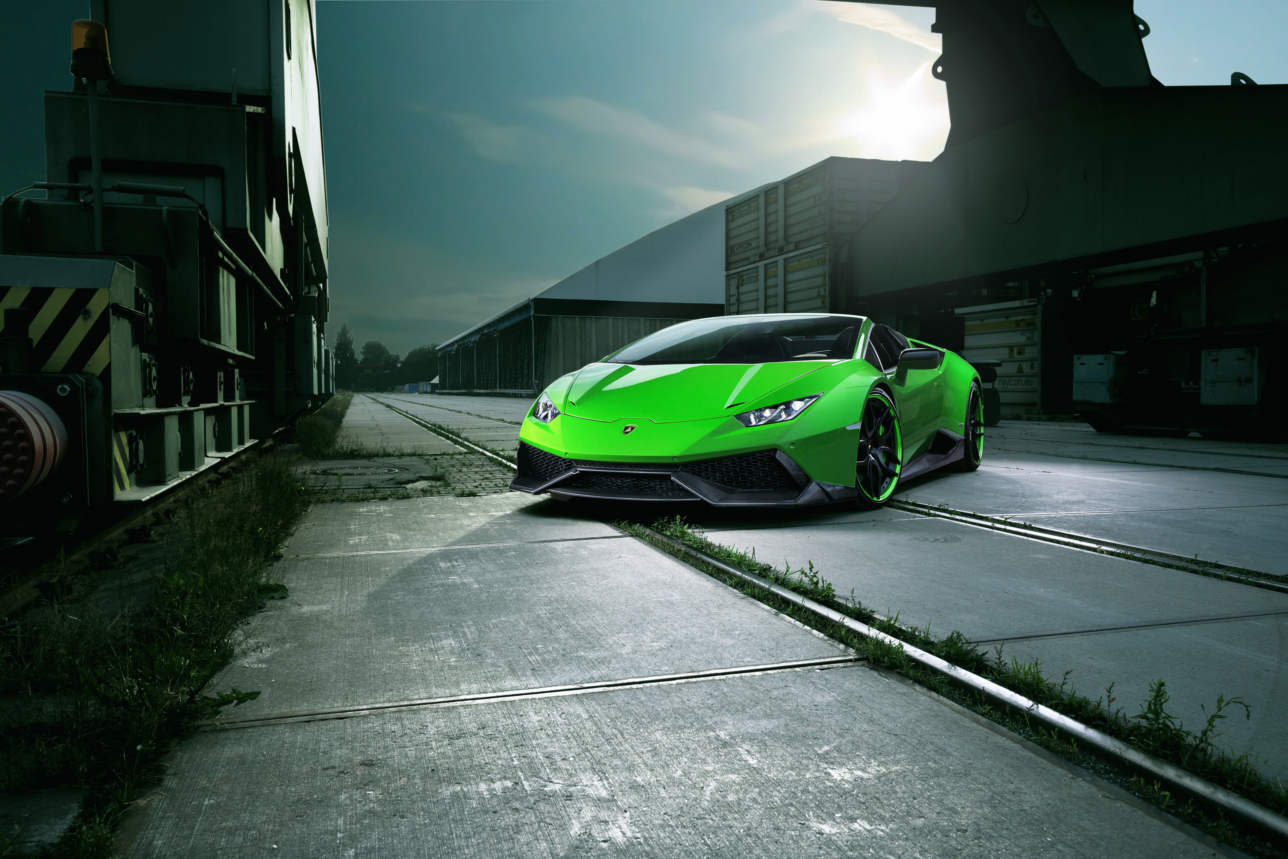 car, auto, the sky, light, green, Lamborghini, Spyder, tuning
