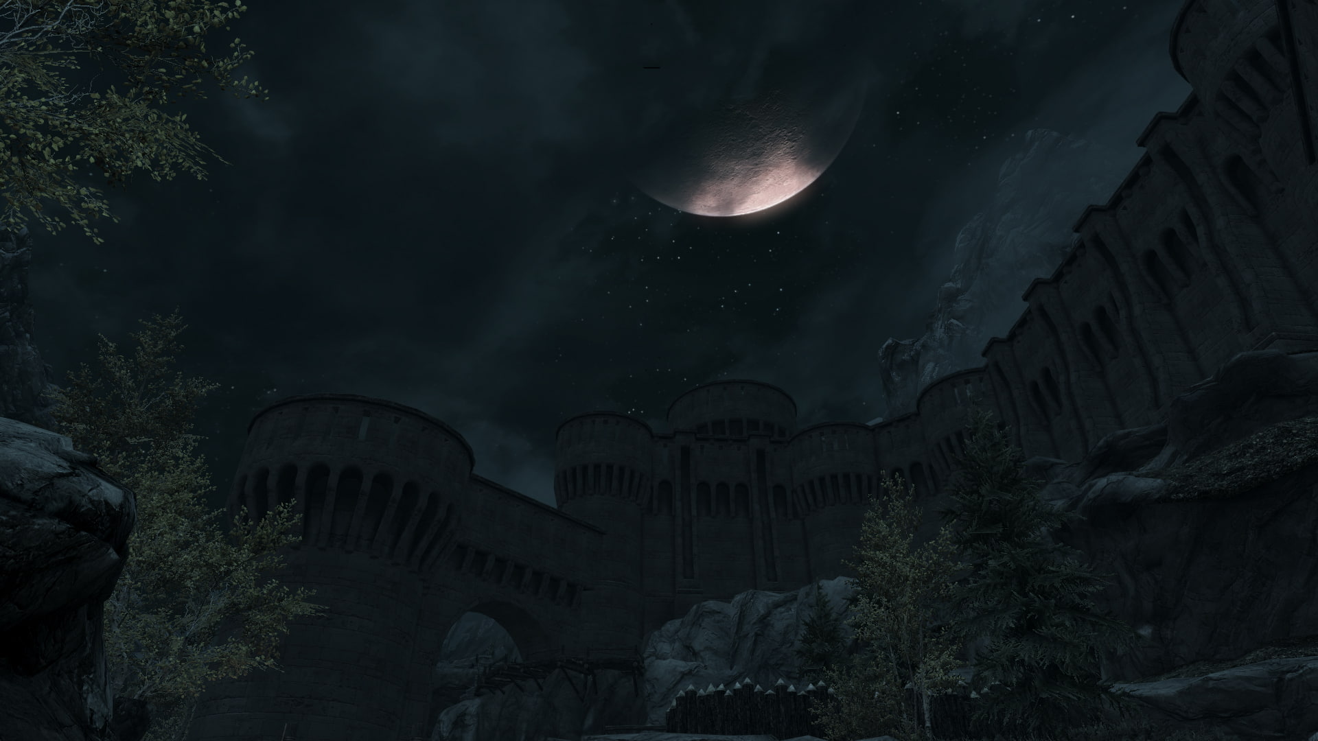 Skyrim Elder Scrolls Moon Night Castle Stars HD, video games