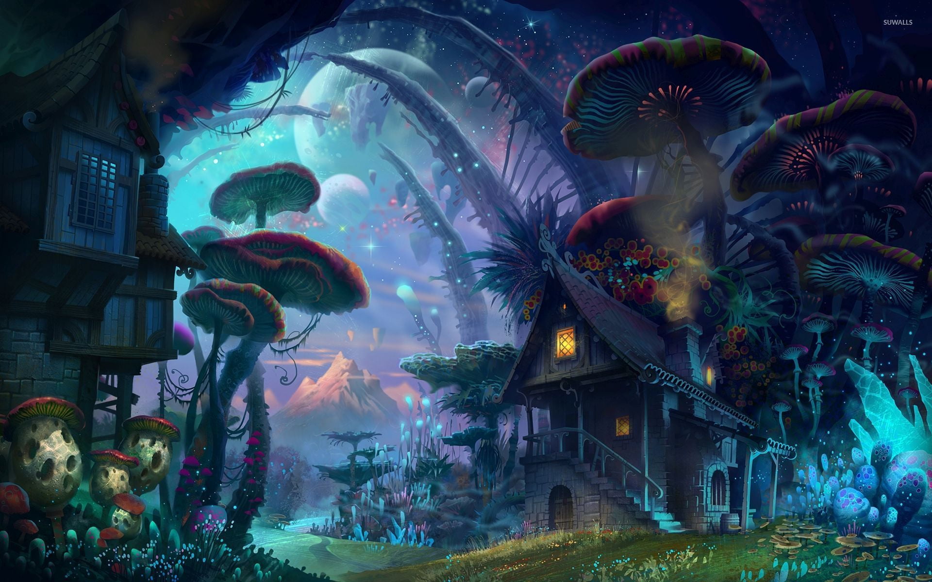 trippy, psychedelic, mushroom, magic mushrooms, fantasy art