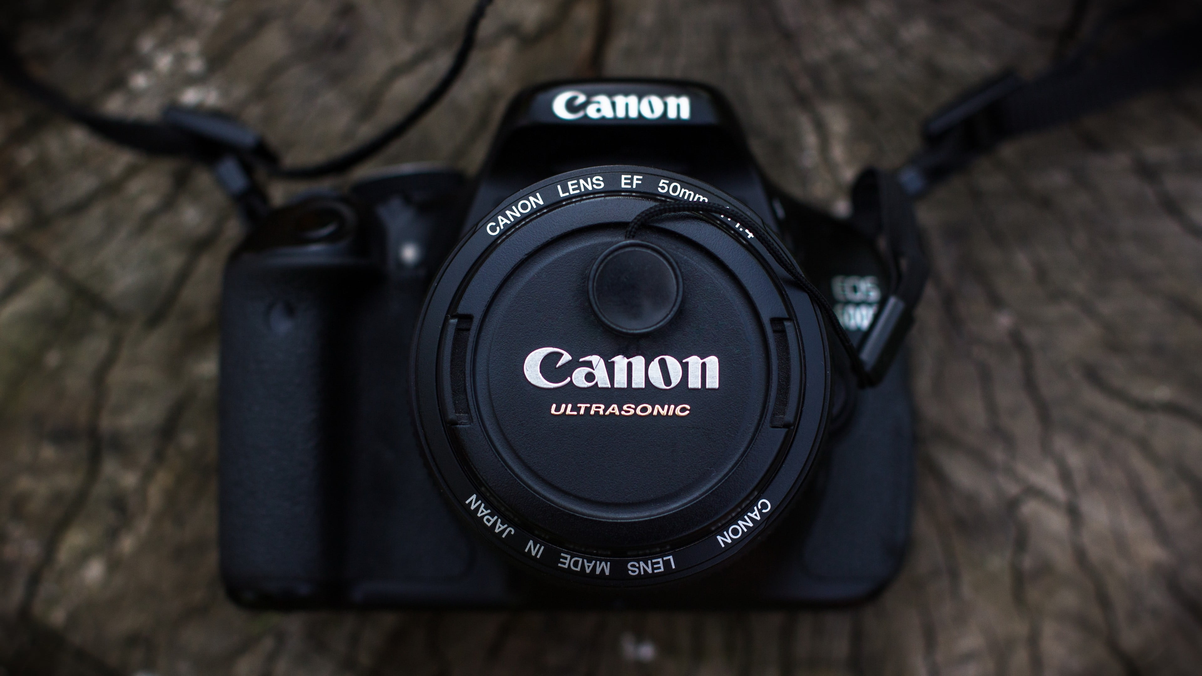 black Canon DSLR camera, technology, black color, close-up, indoors