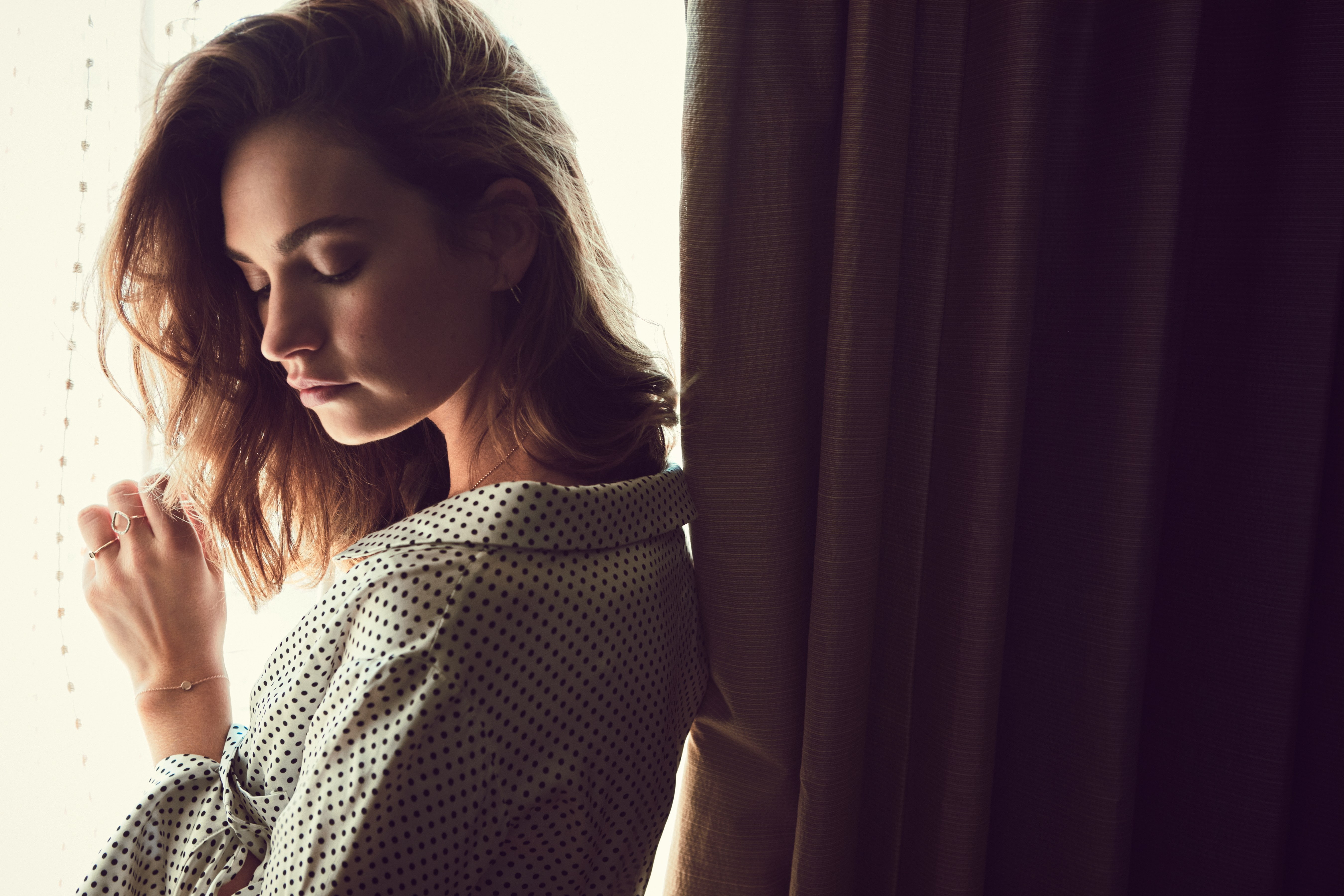 Lily James, women, actress, one person, young adult, indoors