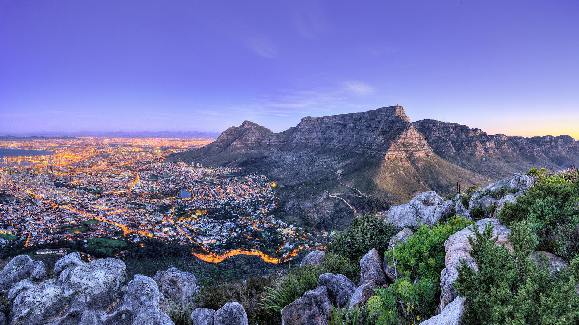landscape, hill, South Africa, mountains, town, Cape Town, rock