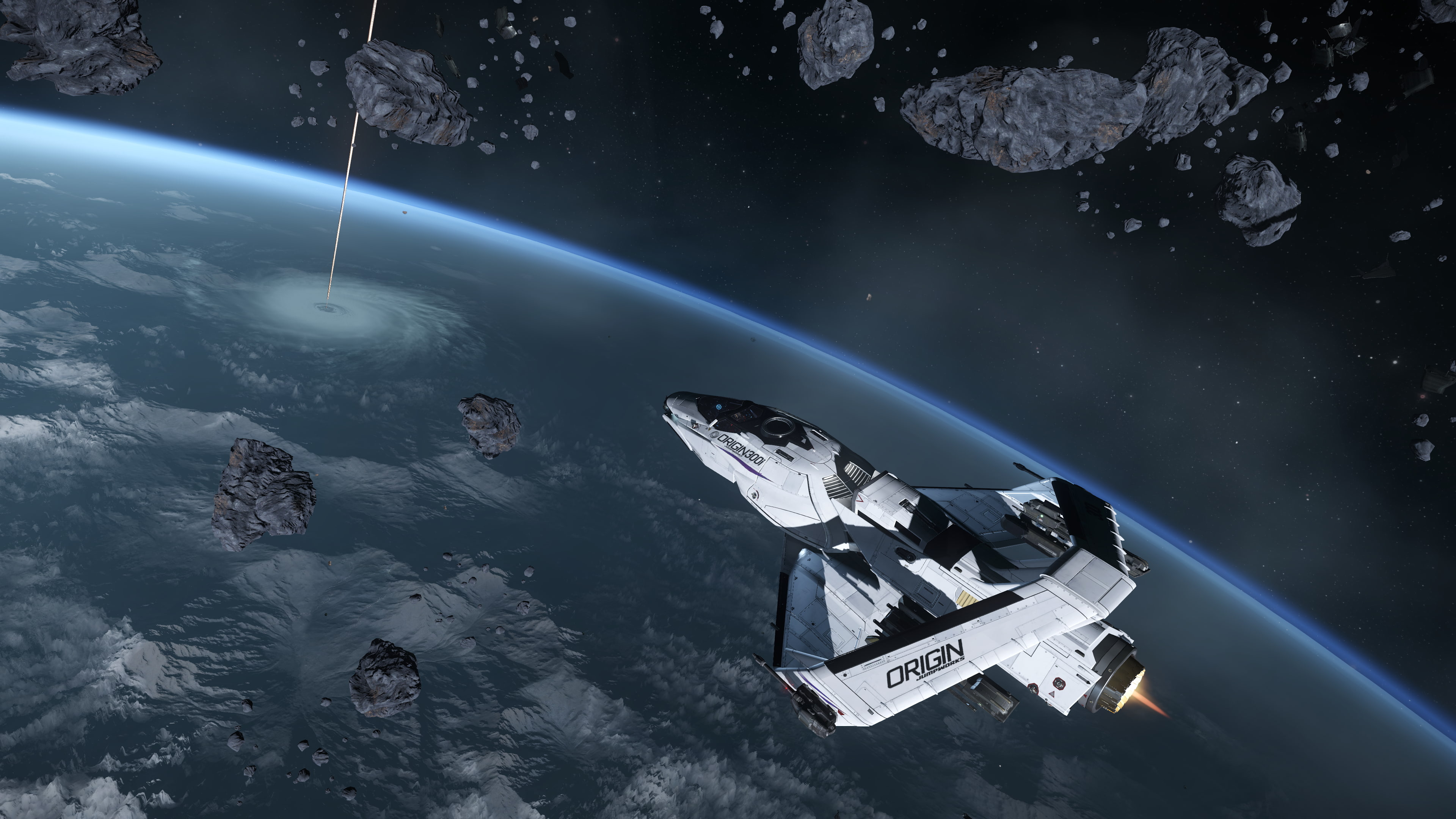Origin 300i, asteroid, video games, Star Citizen, space