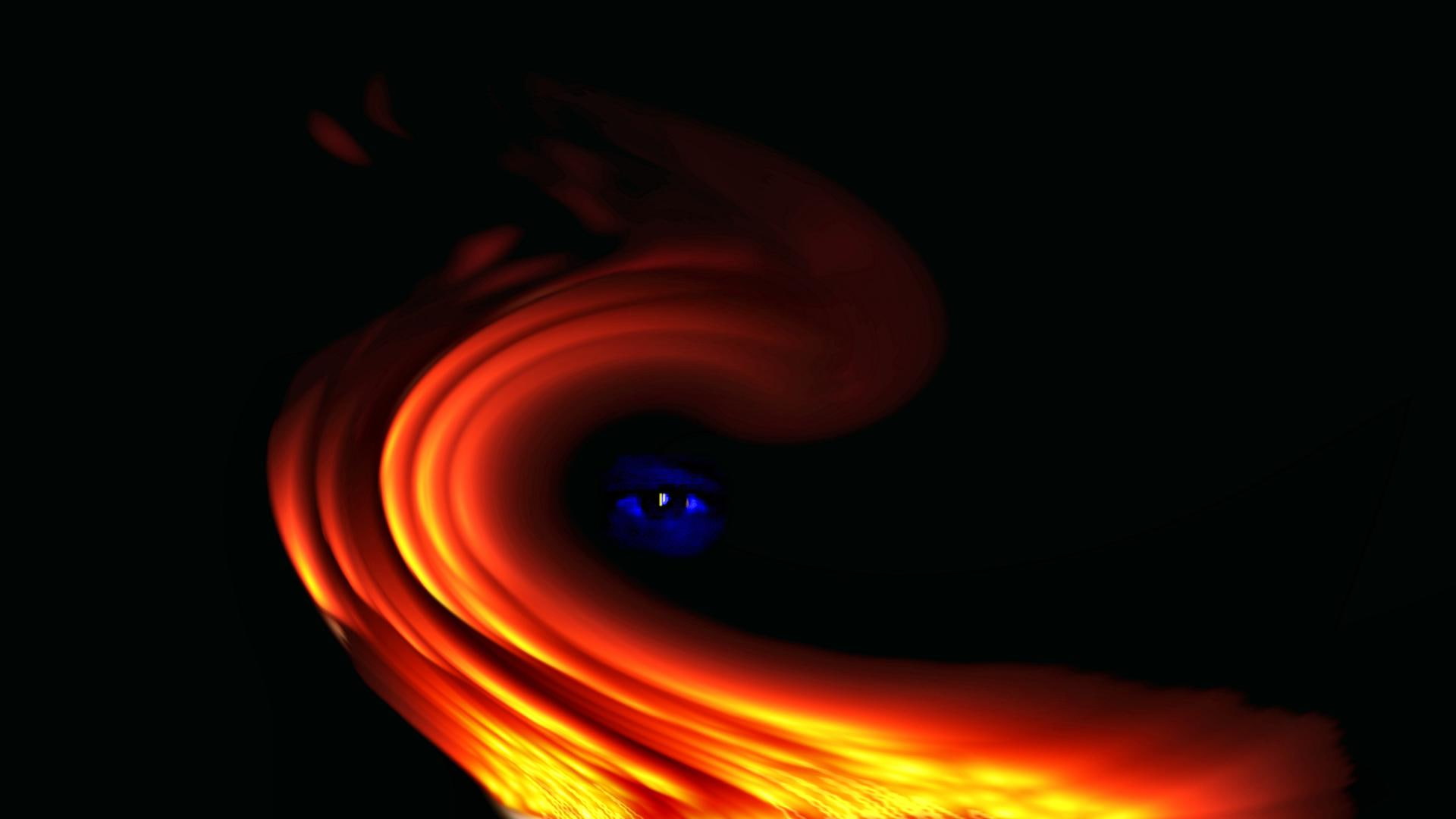 The Eye In Fire, red yellow and blue illustration, magic nights