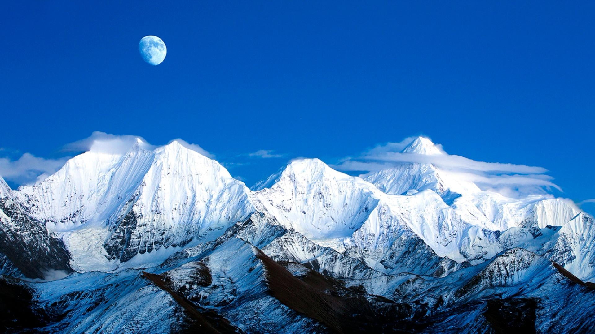 full moon, mountain, gonga, mount gonga, mt gonga, kangding