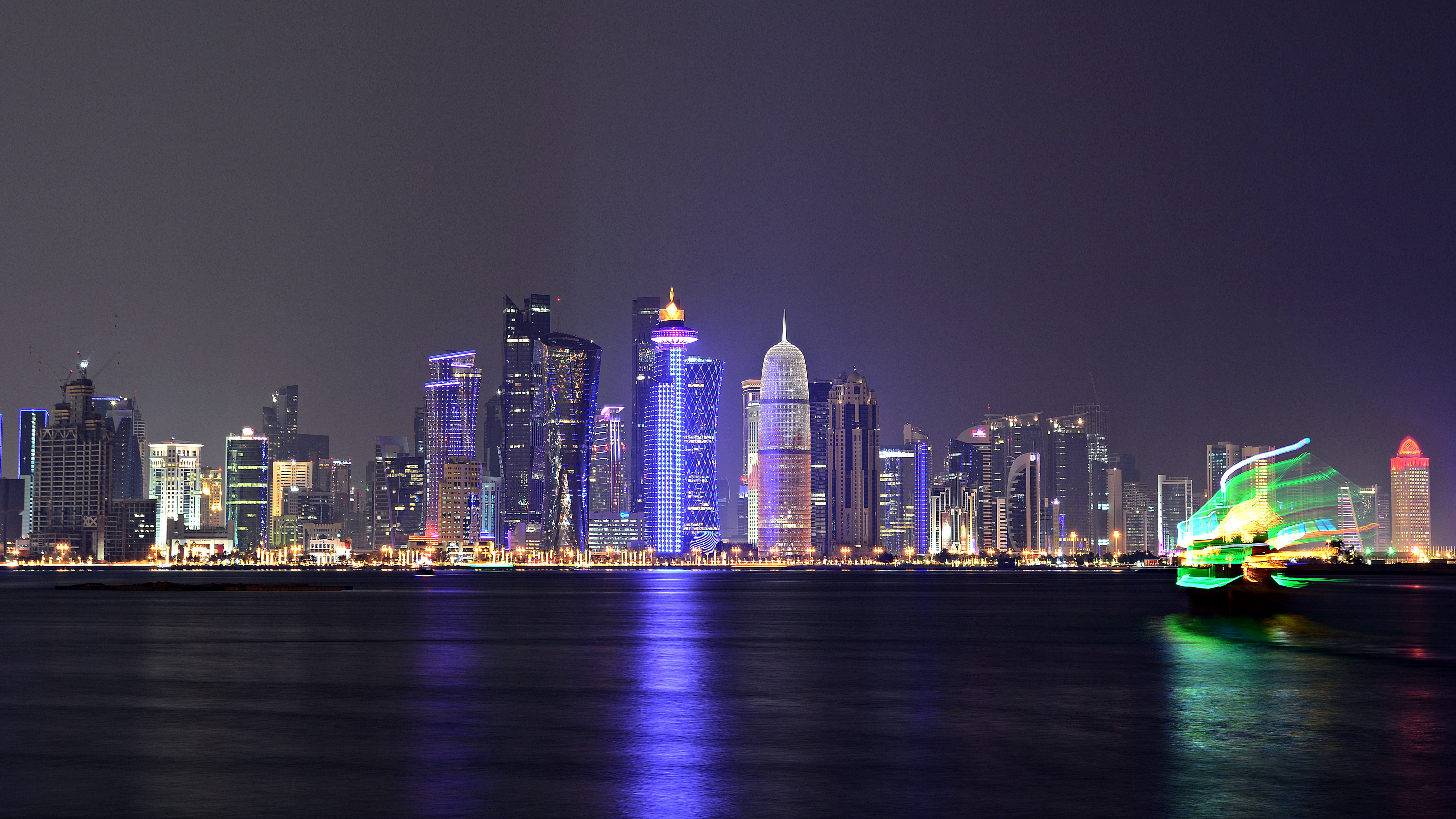 Qatar Dhows Towers Doha Bay Corniche Hd Desktop Wallpapers For Computers Laptop Tablet And Mobile Phones 5200×2925