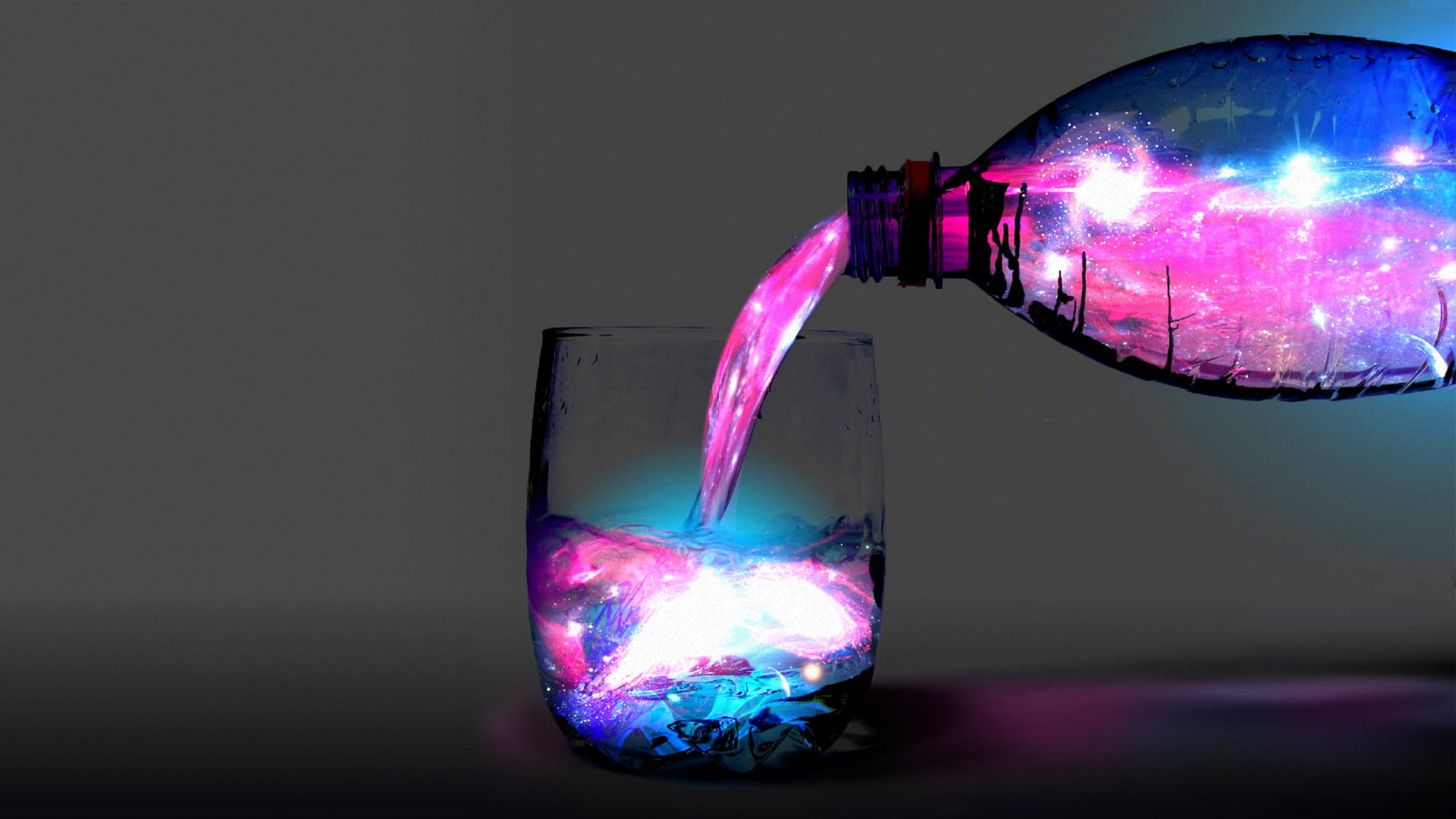 clear drinking glass illustration, abstract, digital art, bottles