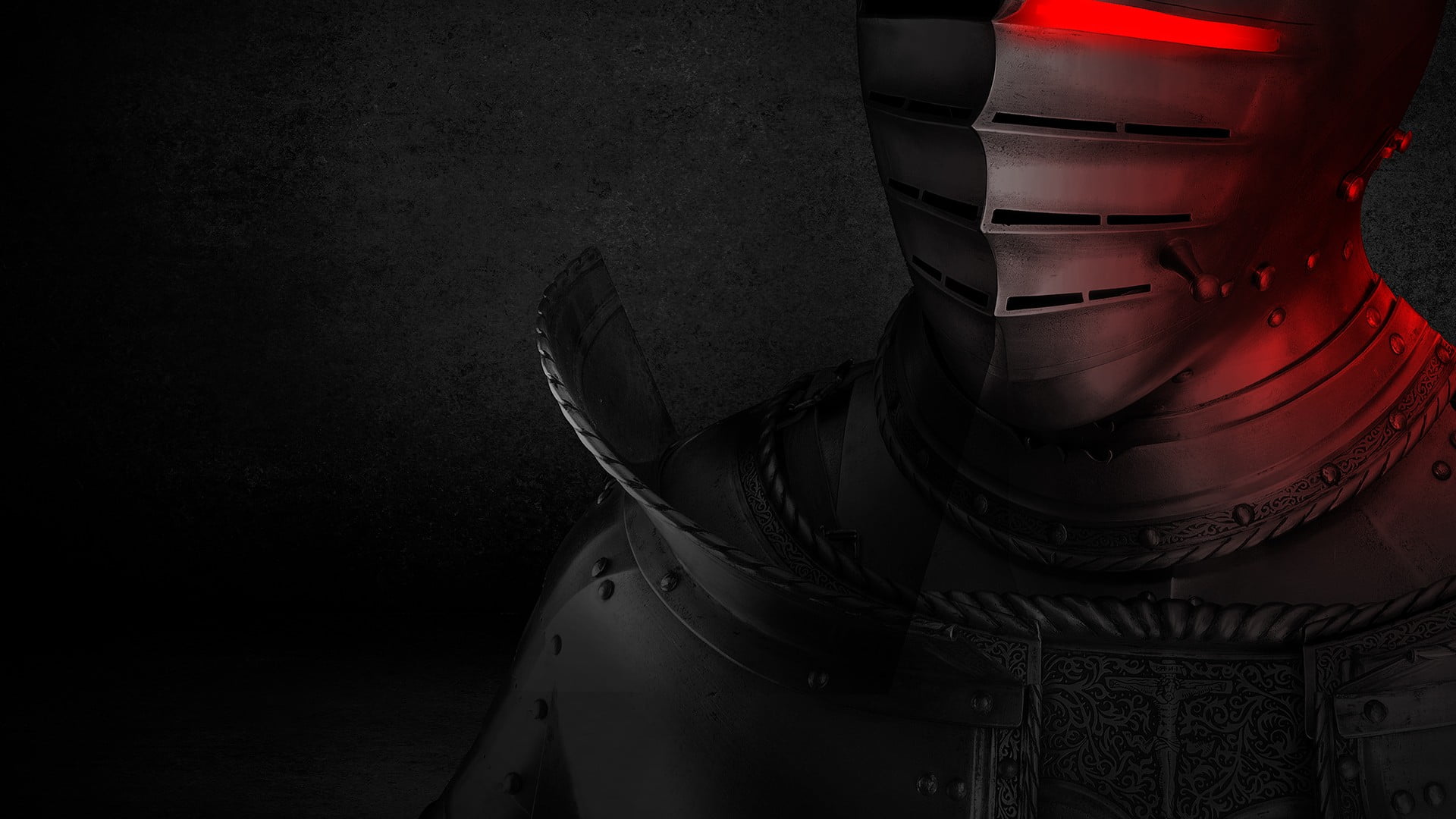 knight illustration, black, red, HP Omen, video games, laptop