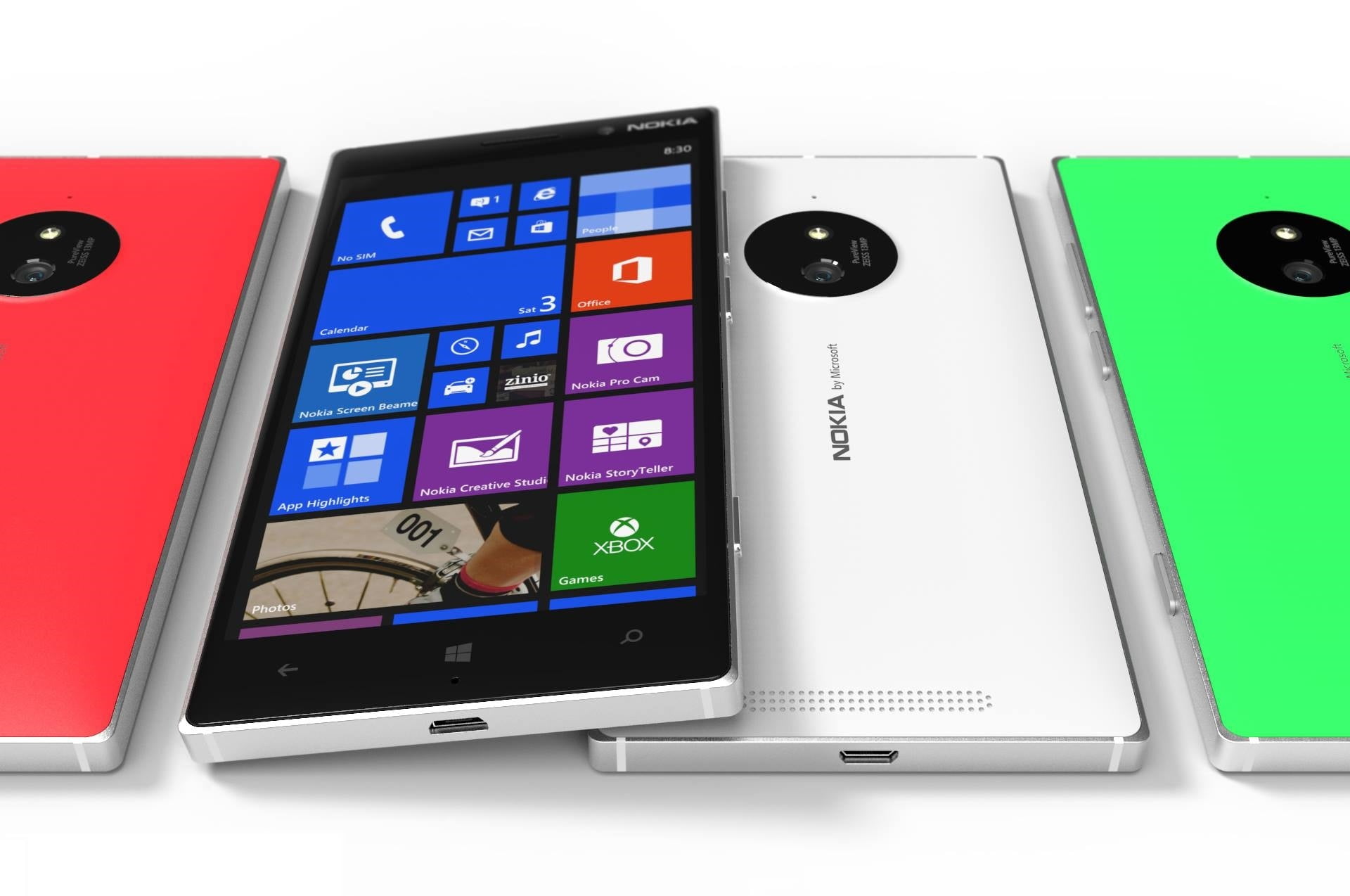 white Nokia smartphone, Concept, Red, Green, Tesla, Lumia, 830
