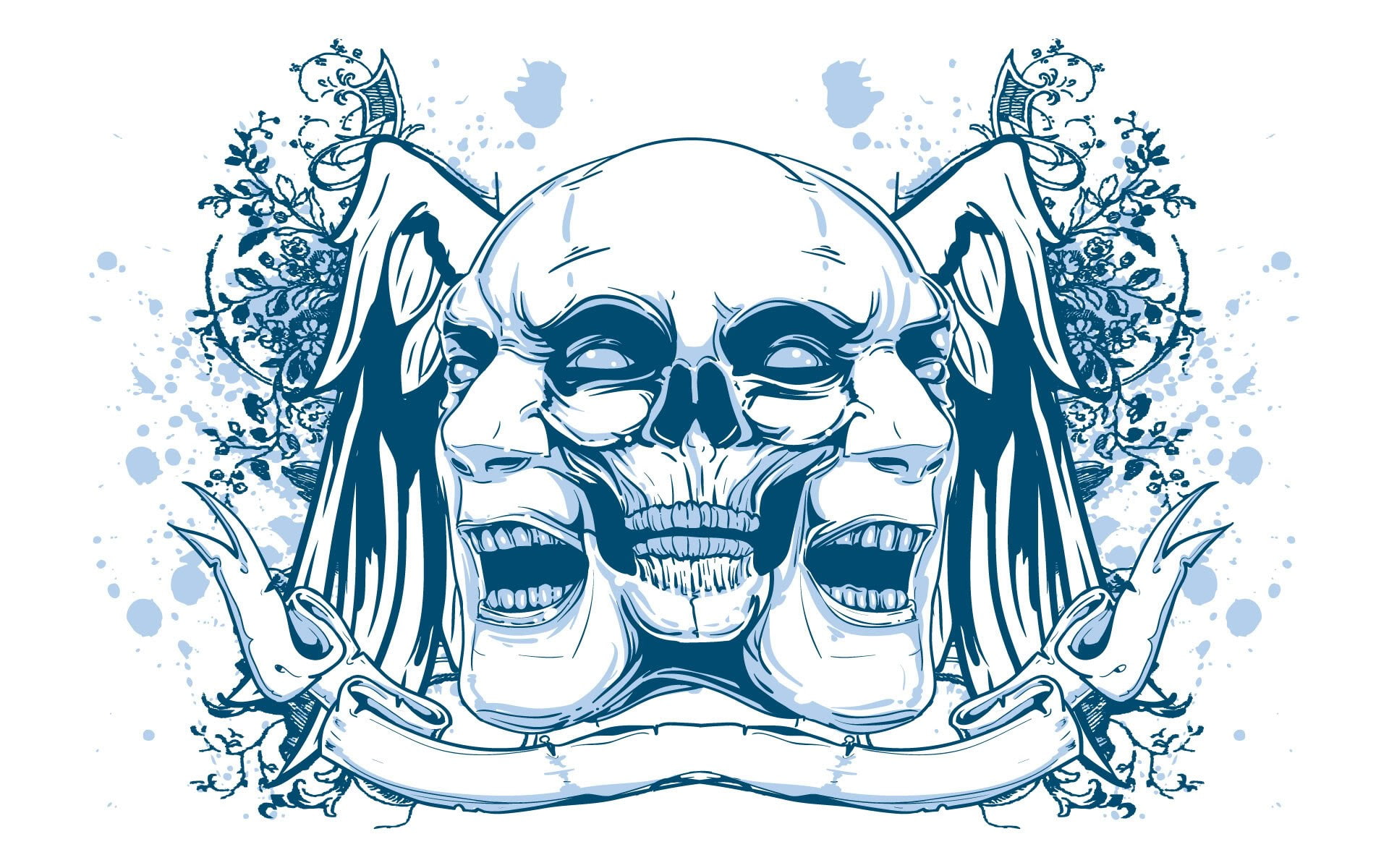 skull, psychedelic, face, artwork
