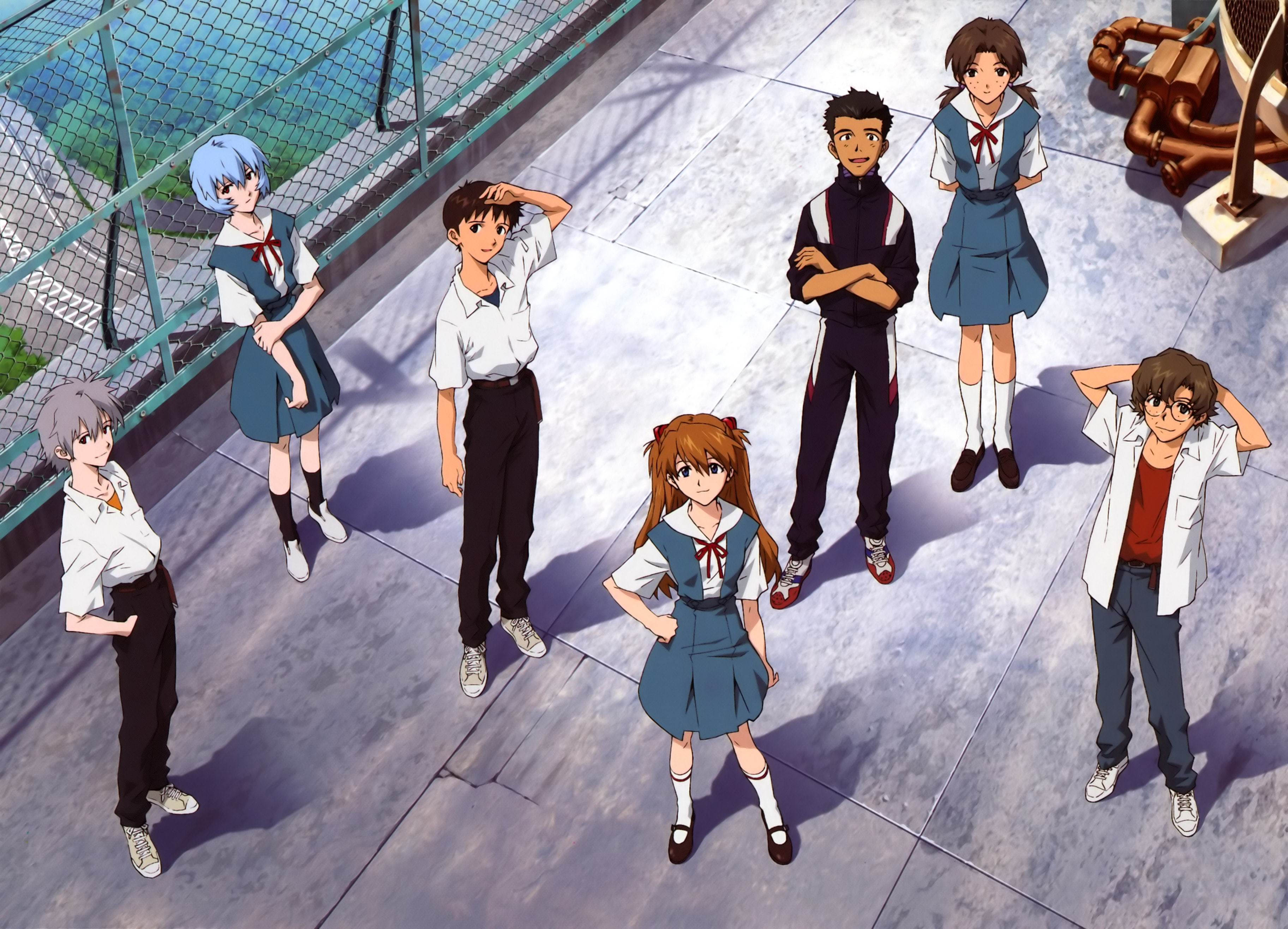 school uniforms ayanami rei neon genesis evangelion ikari shinji kaworu nagisa asuka langley soryu Anime Evangelion HD Art
