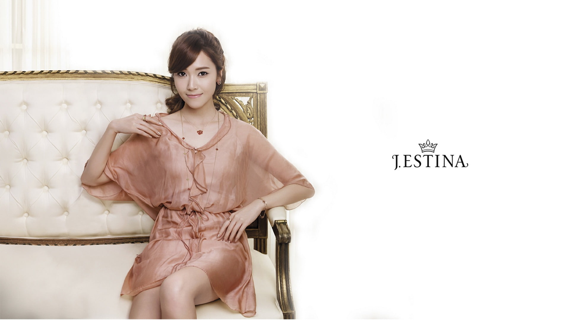 Girls Generation SNSD J ESTINA desktop wallpaper 0.., women's brown V-neck dress