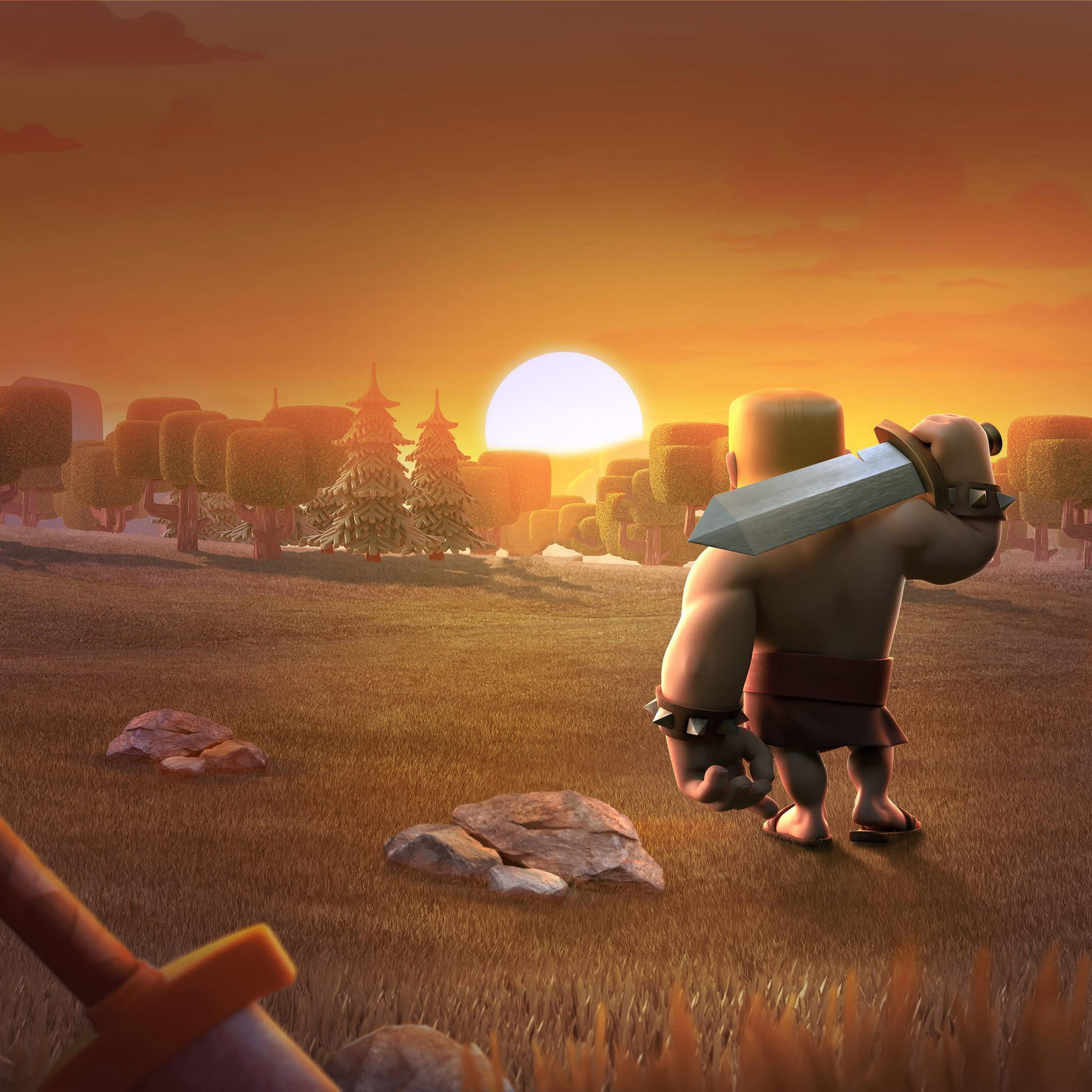 barbarian, clash of clans, supercell, games, hd, sunset, sky