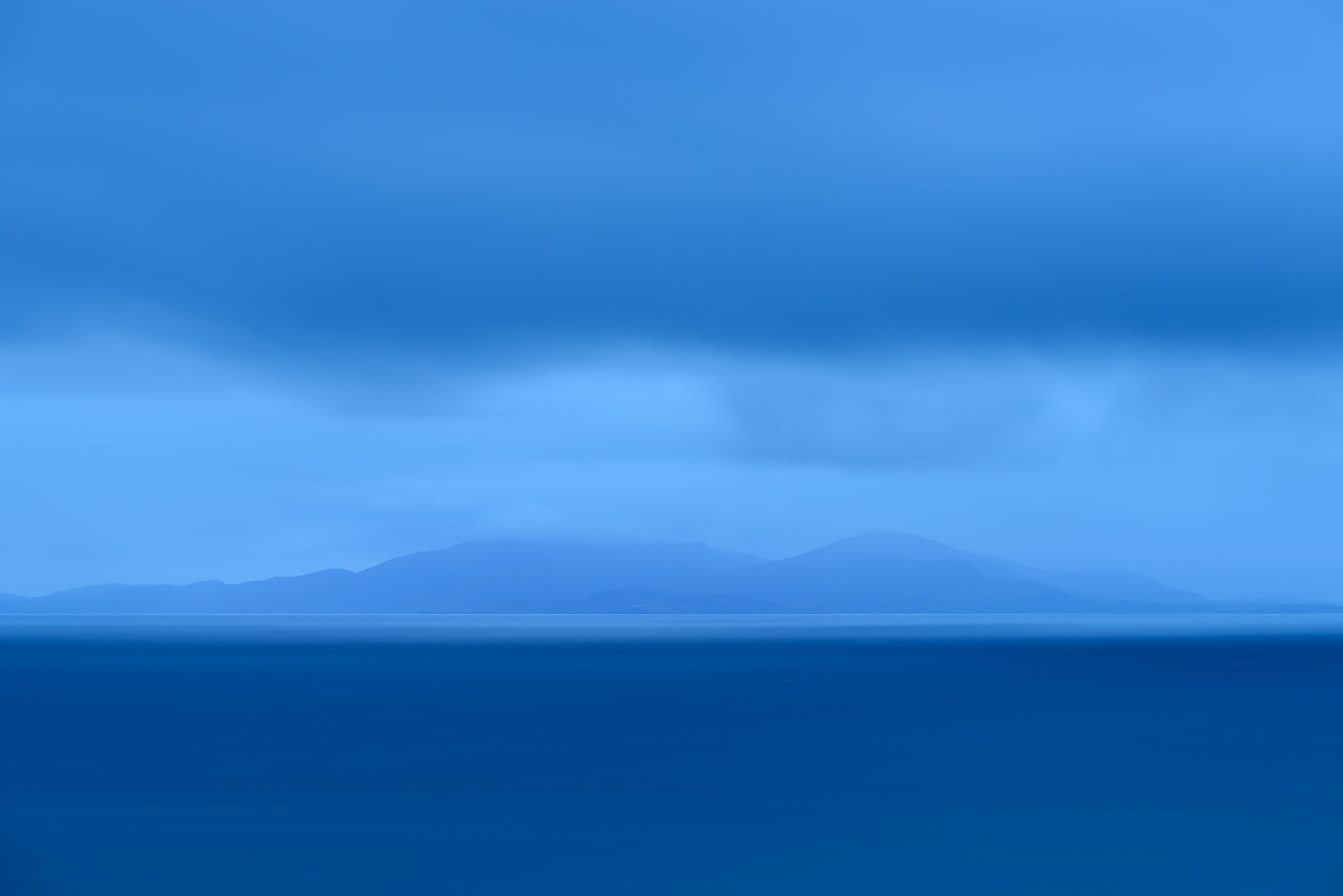 sea, ocean, blue, water, seascape, clouds, island, Scotland