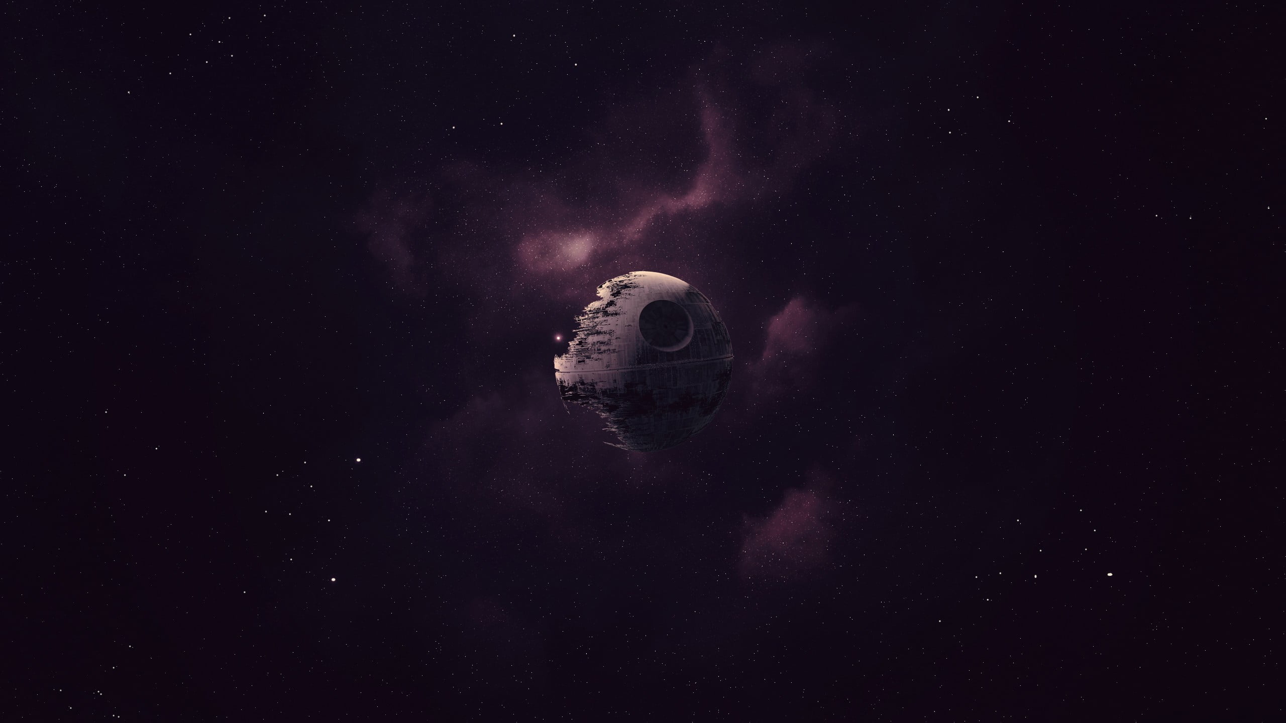 outer space illustration, Star Wars Death Star, artwork, purple