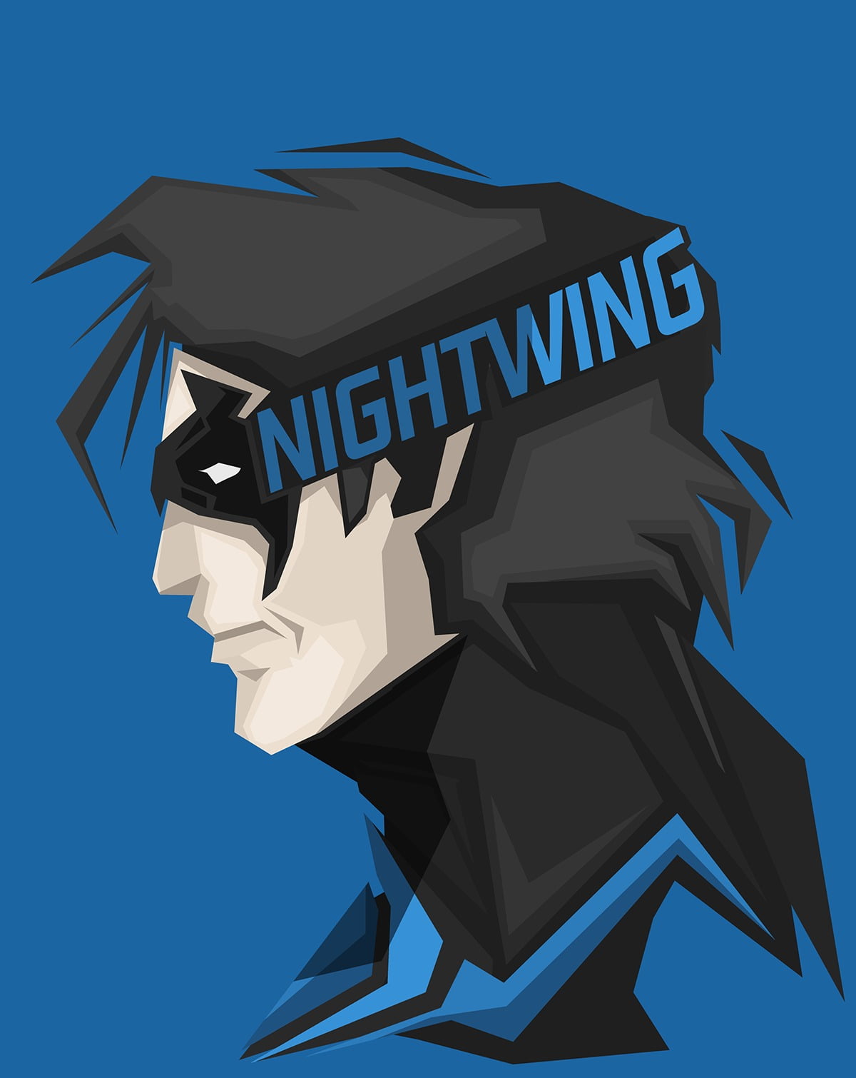 Nightwing digital wallpaper, DC Comics, blue background, business