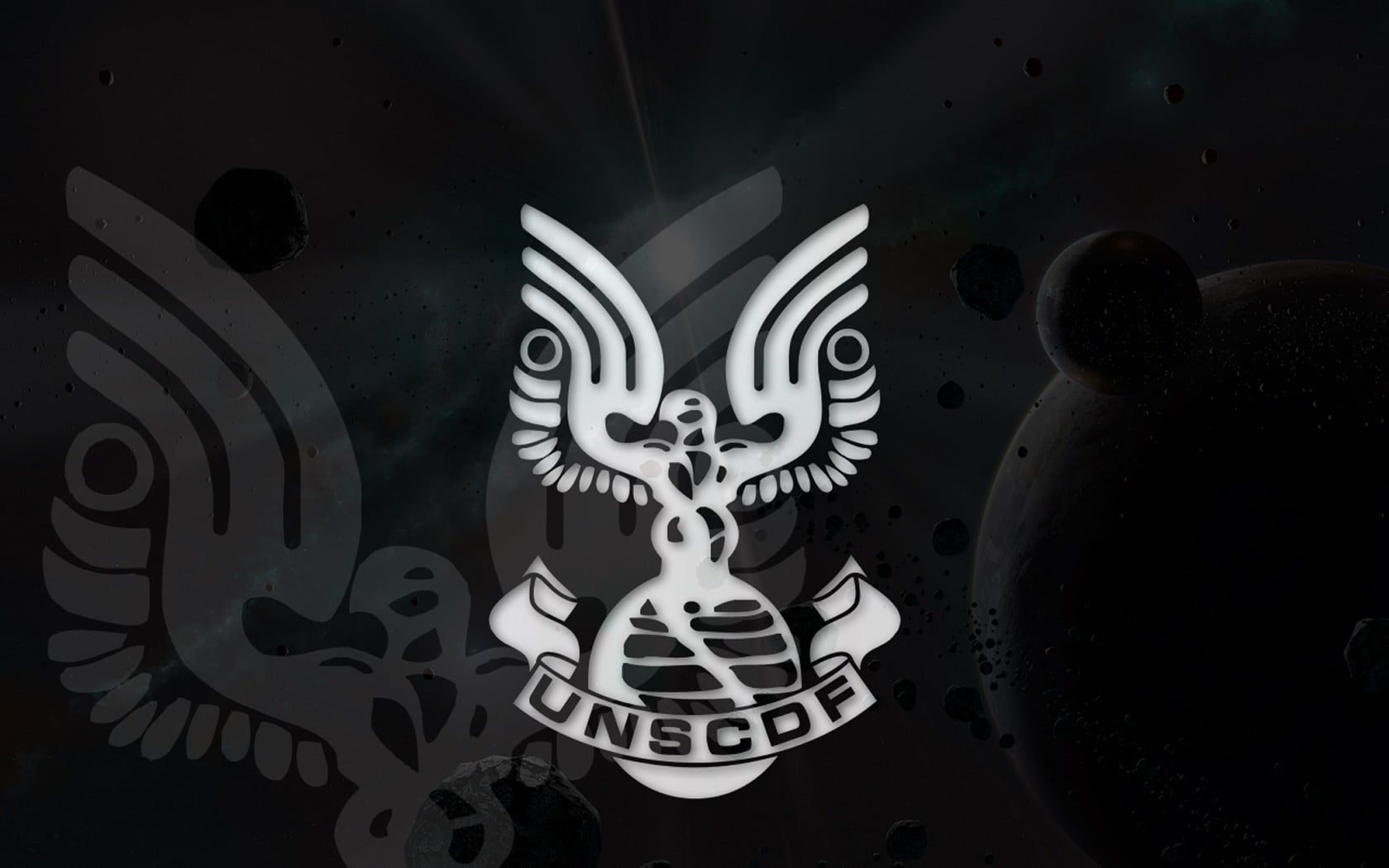 white UNSCDF logo, Halo, illustration, black Color, backgrounds