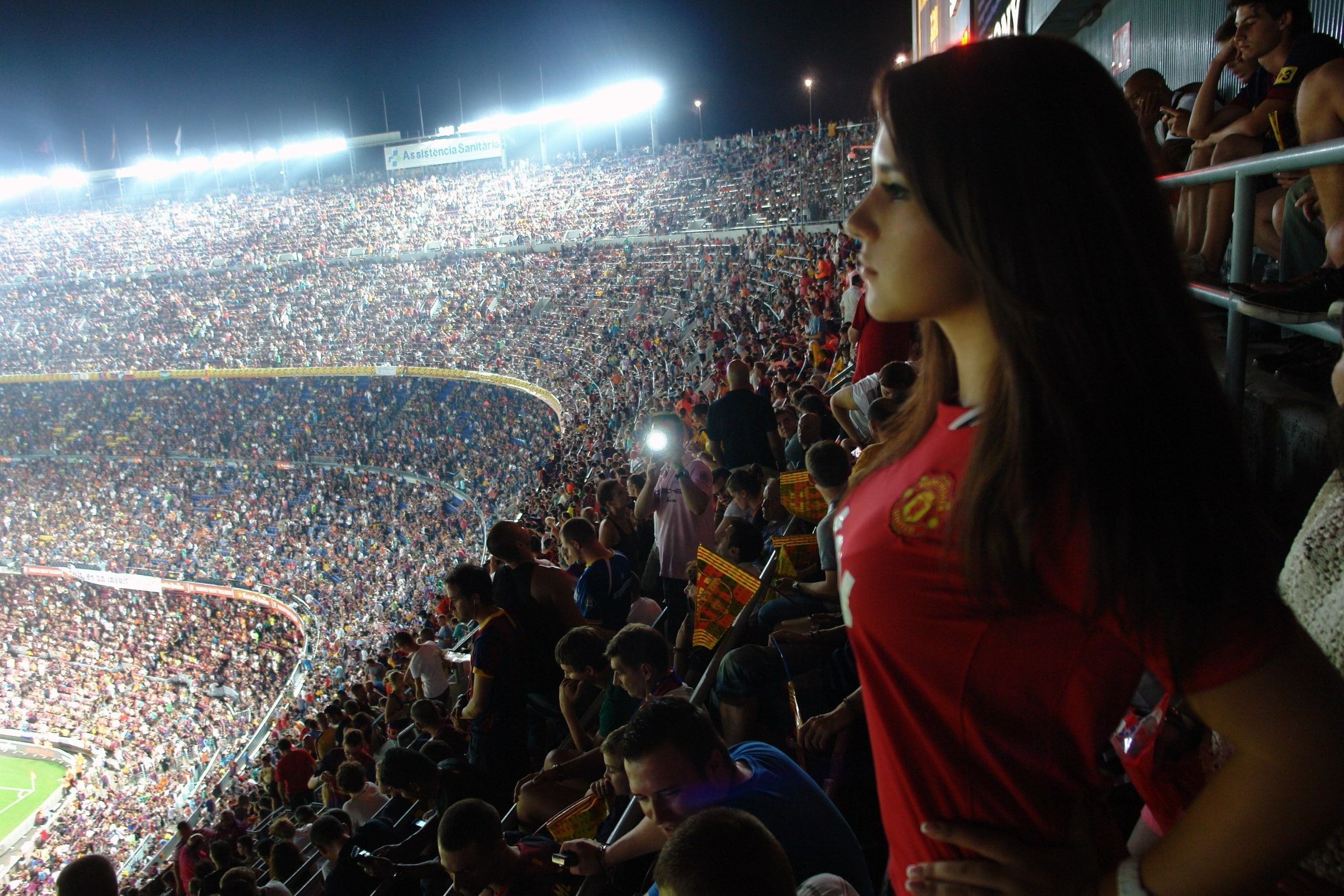 Sports, Stadium, Girl, Manchester United F.C., Red
