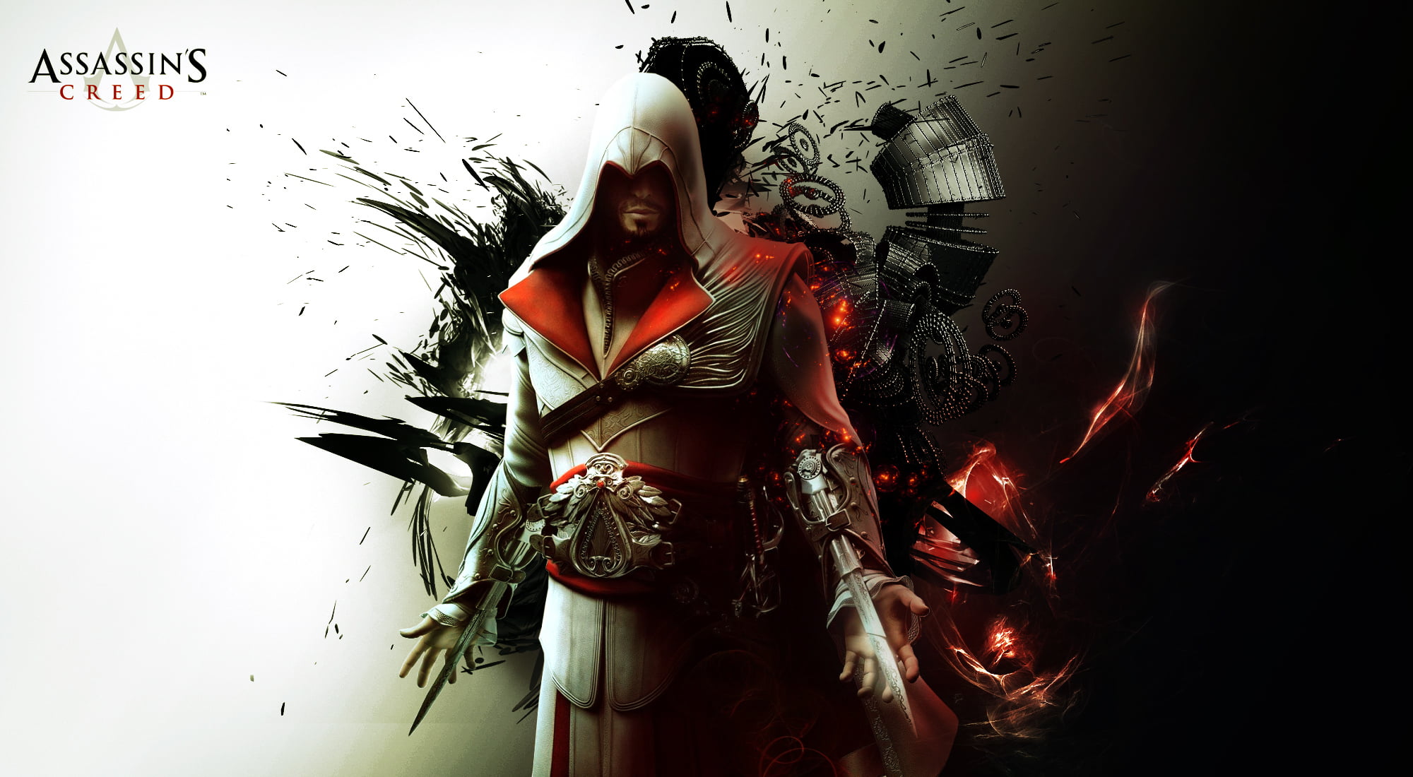 Assassins Creed Ezio digital wallpaper, abstract, killer, fon
