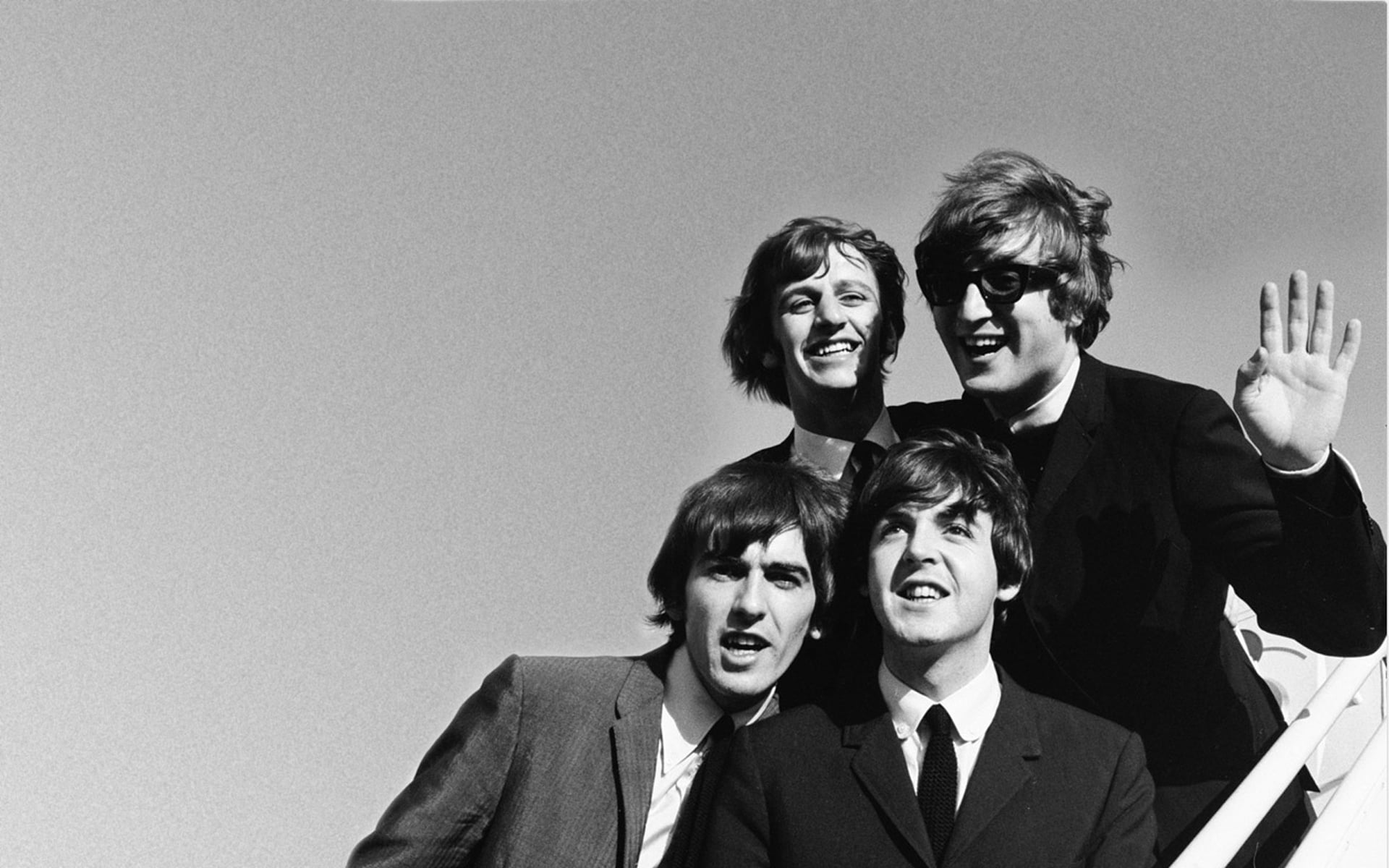 The Beatles grayscale photo, the beatls, band, members, youth