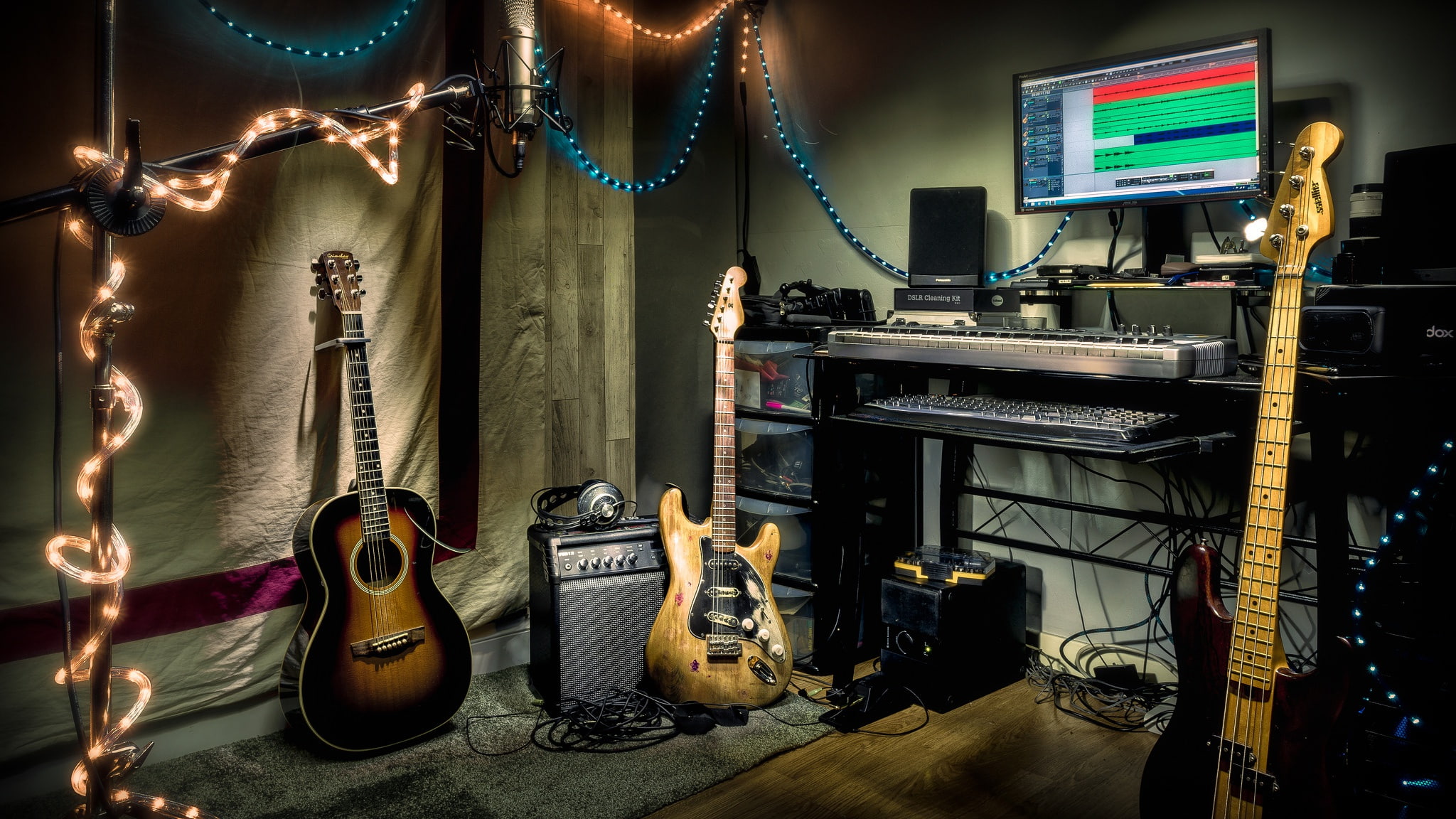 music, guitar, instrumento, Studio
