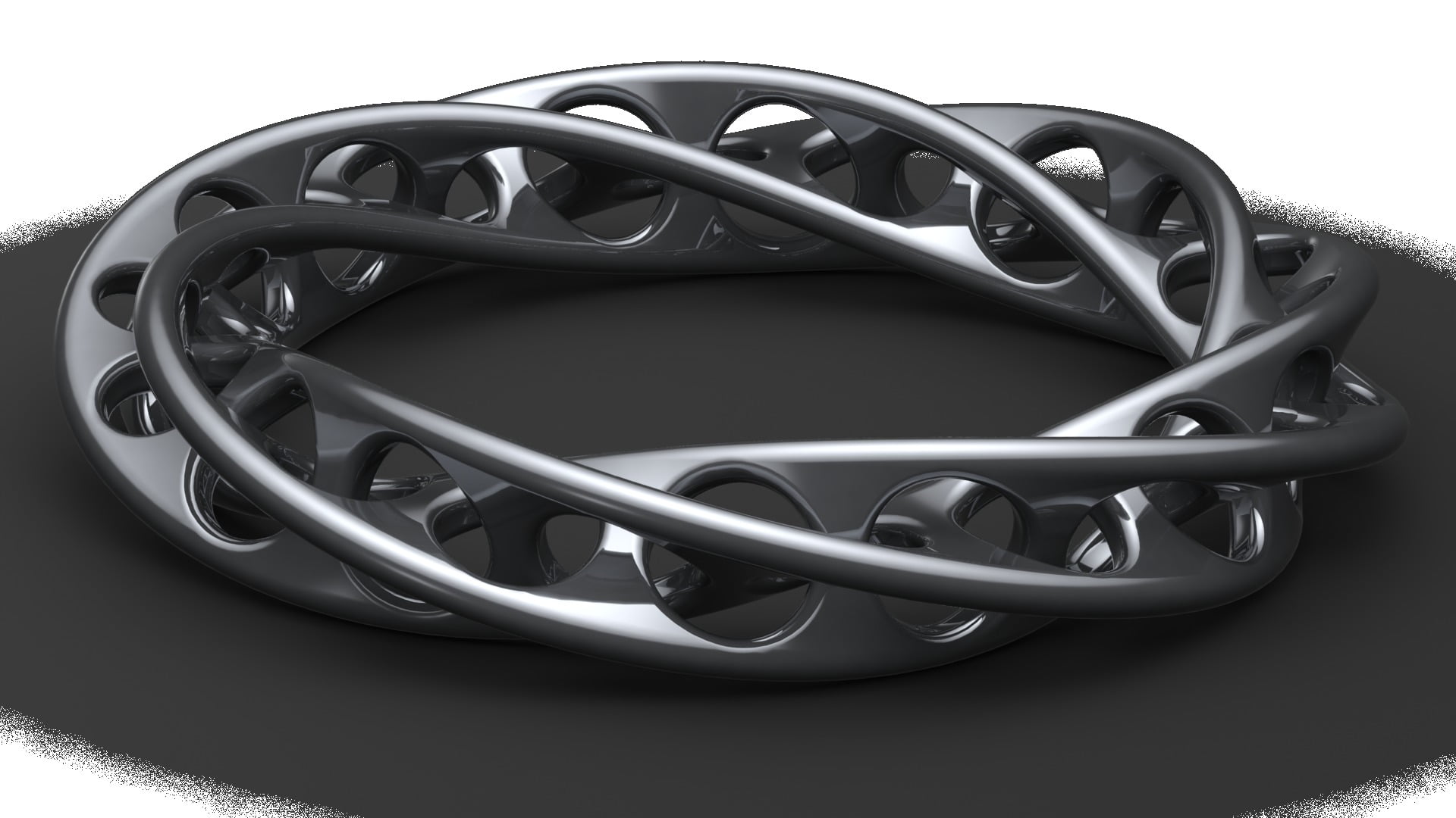 gray bracelet, digital art, render, 3D, simple background, Mobius strip