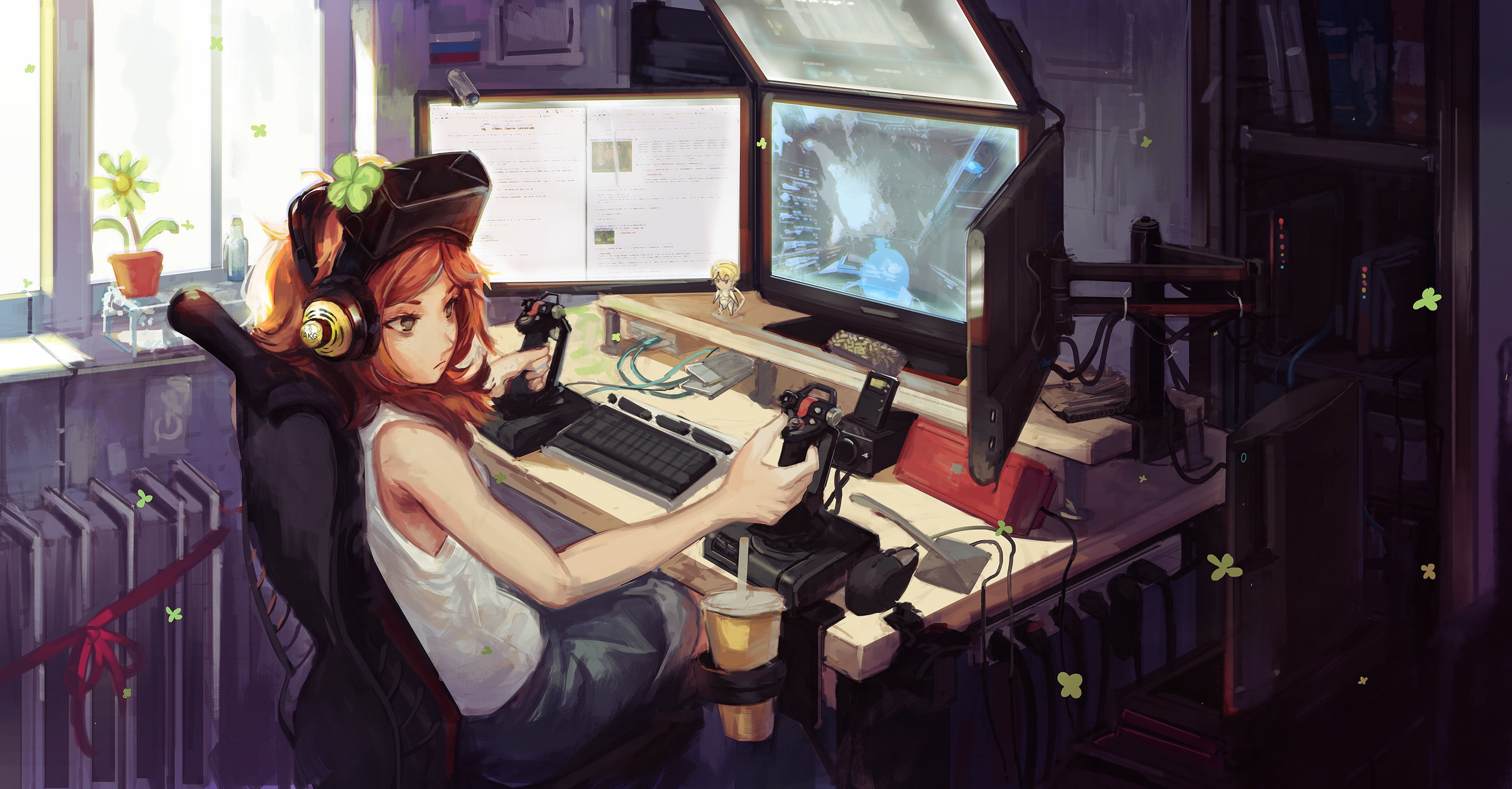 Vivian james, Computer, Game, Monitors, Gamer, women, one person