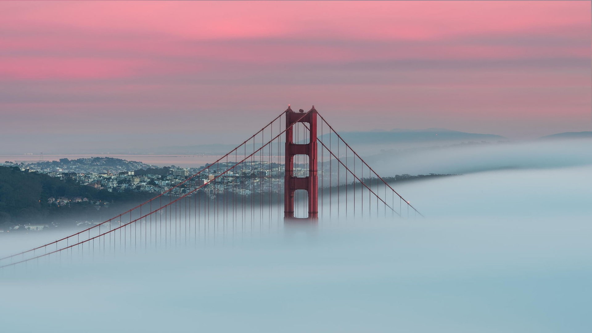 mist, landscape, sunlight, bridge, red, San Francisco, Golden Gate Bridge