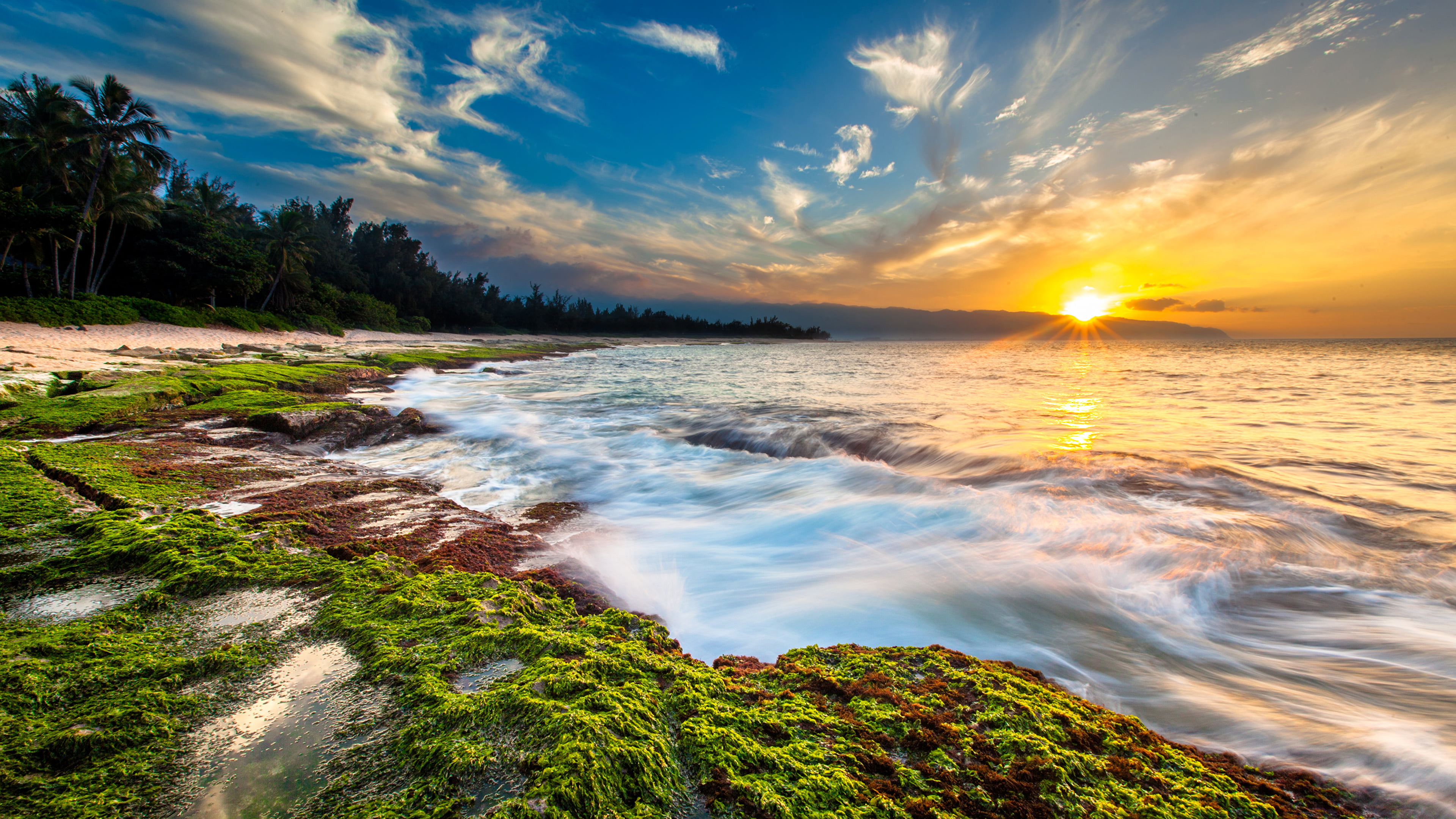 Sunset Over Maui Beach Dawn In Hawaii 4k Ultra Hd Wallpaper For Mobile Phones And Computer 3840×2160