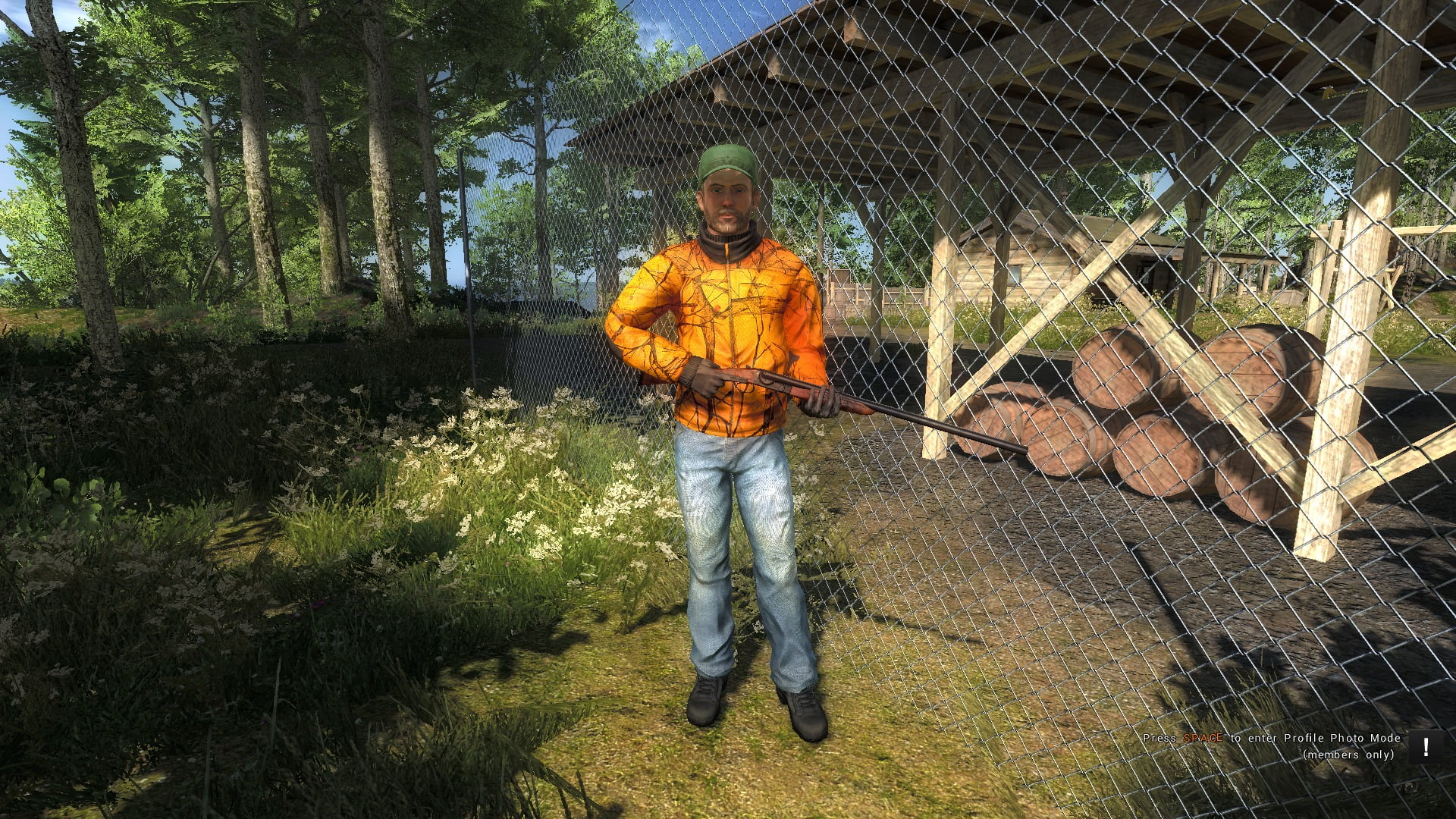 men's orange jacket, hunting, one person, real people, front view