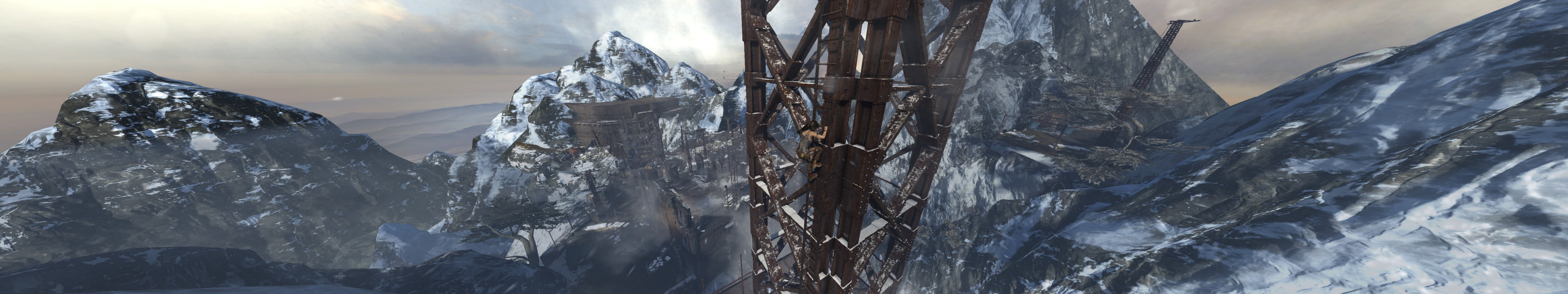 snow-covered mountain, Tomb Raider, Eyefinity, video games, triple screen