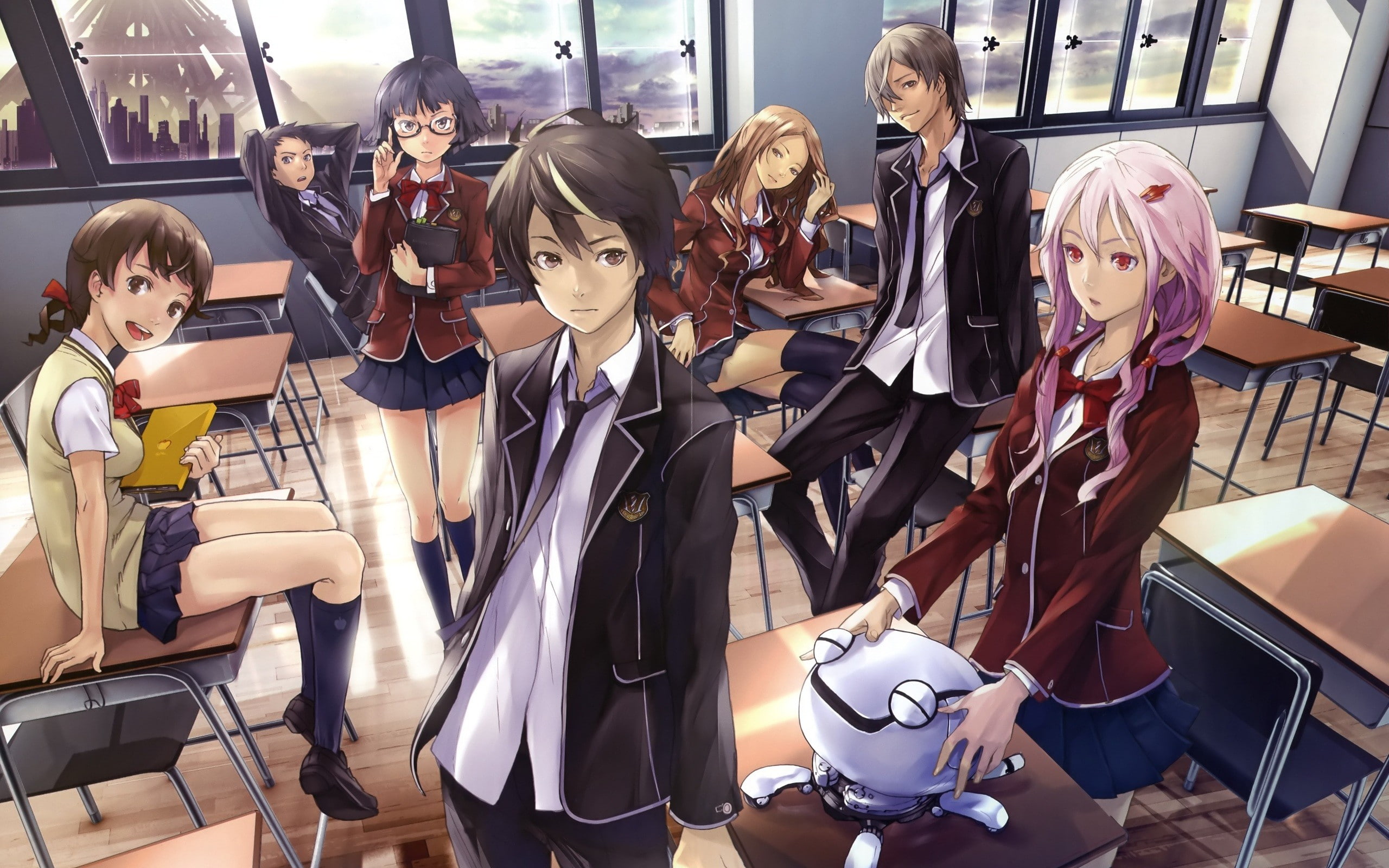 anime, Guilty Crown, anime girls, Yuzuriha Inori, school uniform