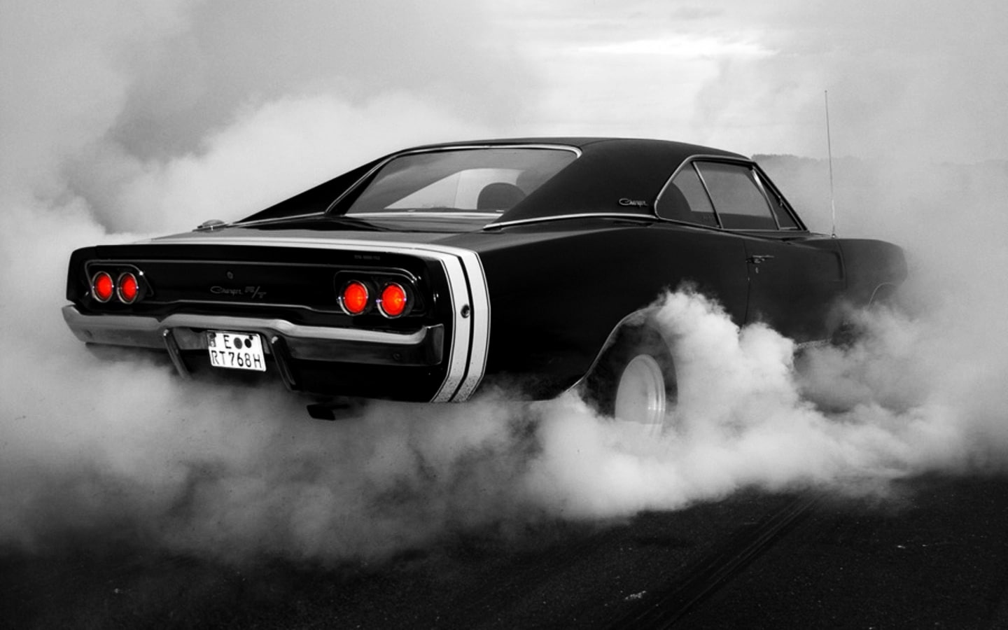 black Dodge Challenger, 1969, burnout, car, cars, charger, hot