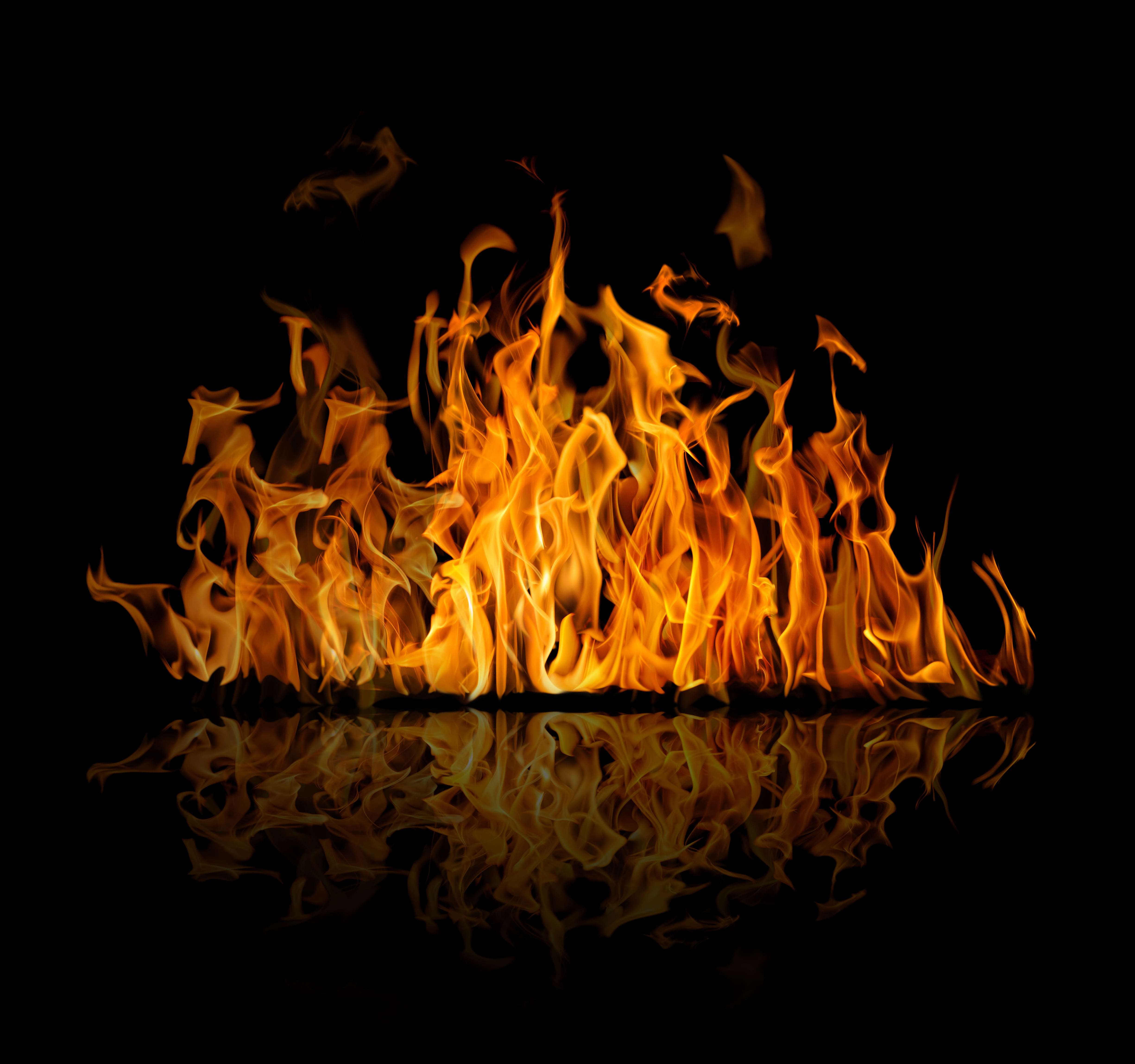 red flame, reflection, background, fire, black, burning, heat - temperature