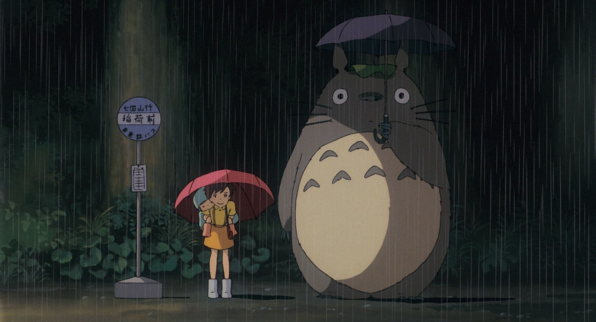 My Neighbor Totoro, rain, outdoors, anime, anime girls, Studio Ghibli