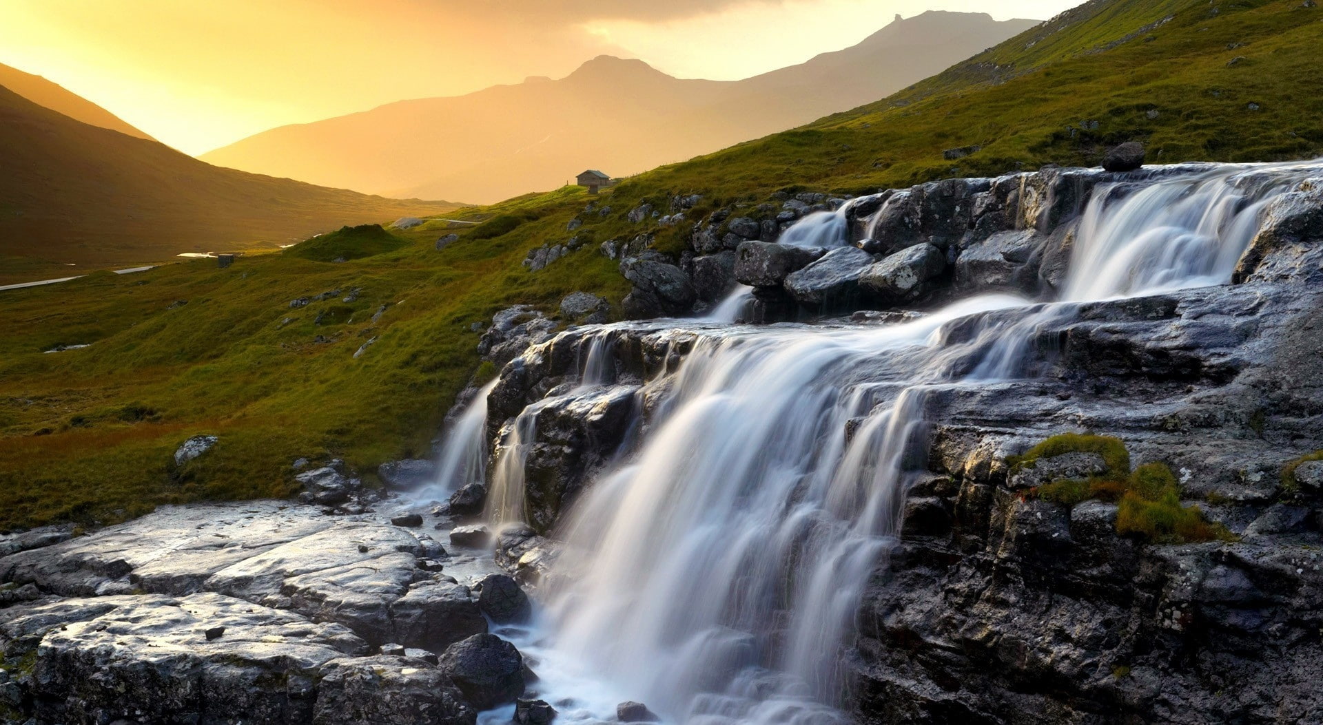 Stepped Waterfall, timelaps photography of waterfalls, Nature