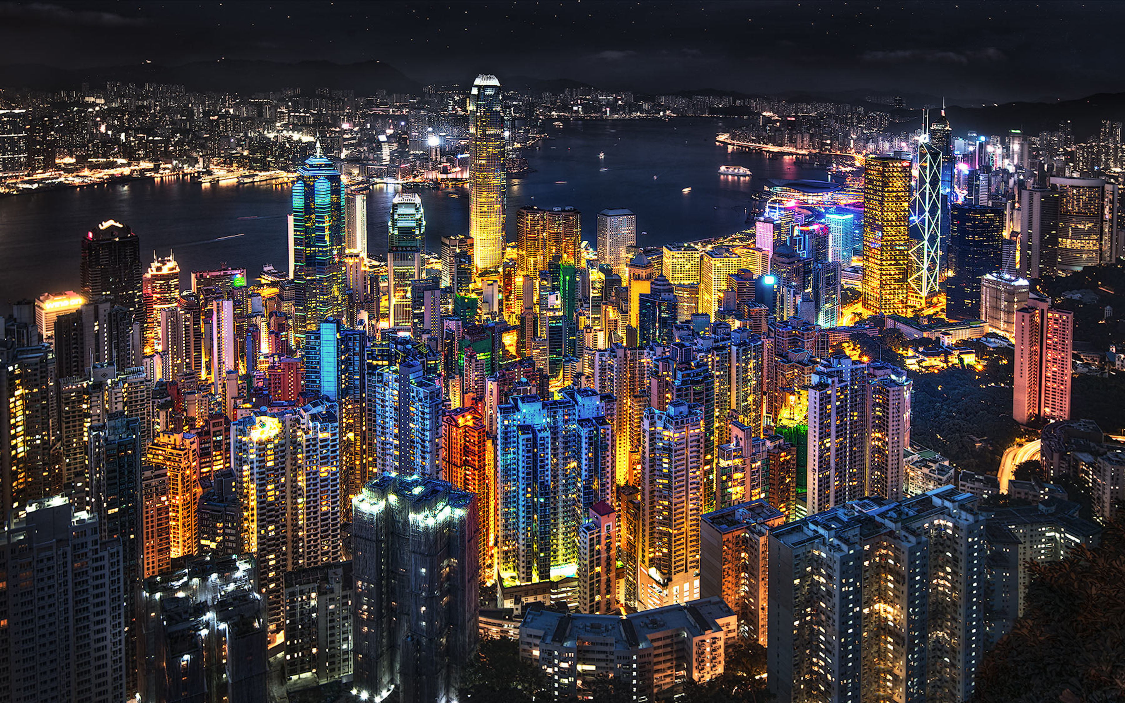 Hong Kong In The Night Lights From The Skyscraper From The Top Of The Uk Hong Hd Hd Hd Wallpapers For Desktop Mobile Phones And Laptop 3840×2400