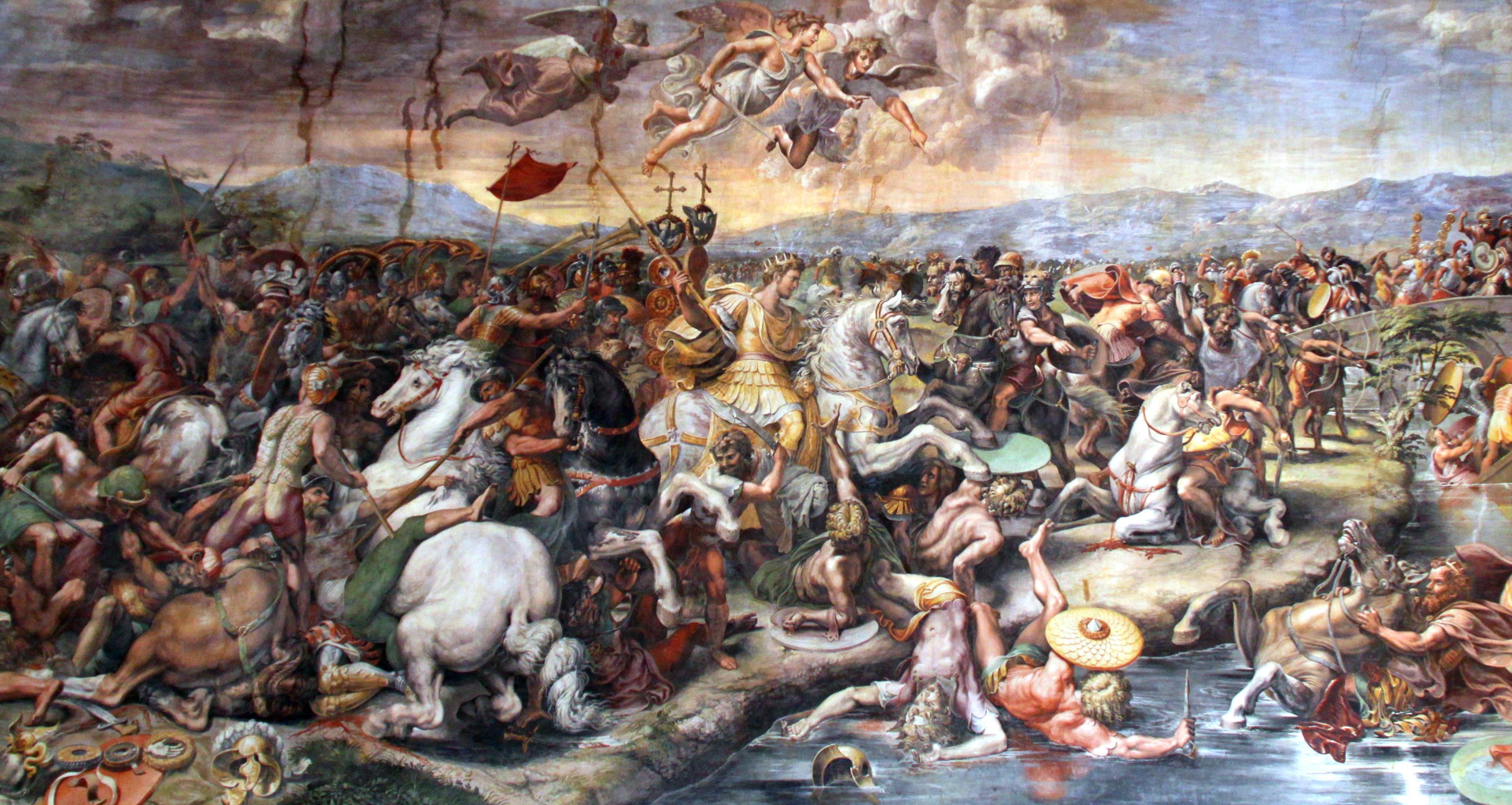 classic art, painting, Battle of the Milvian Bridge, Giulio Romano